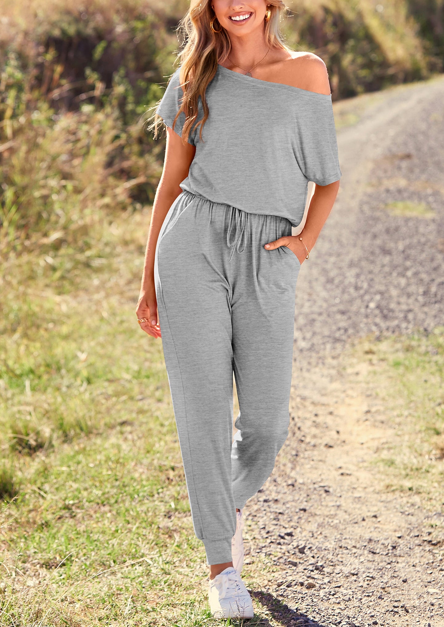 Noa shore™ – sommer jumpsuit mit off-shoulder & elastischer taille