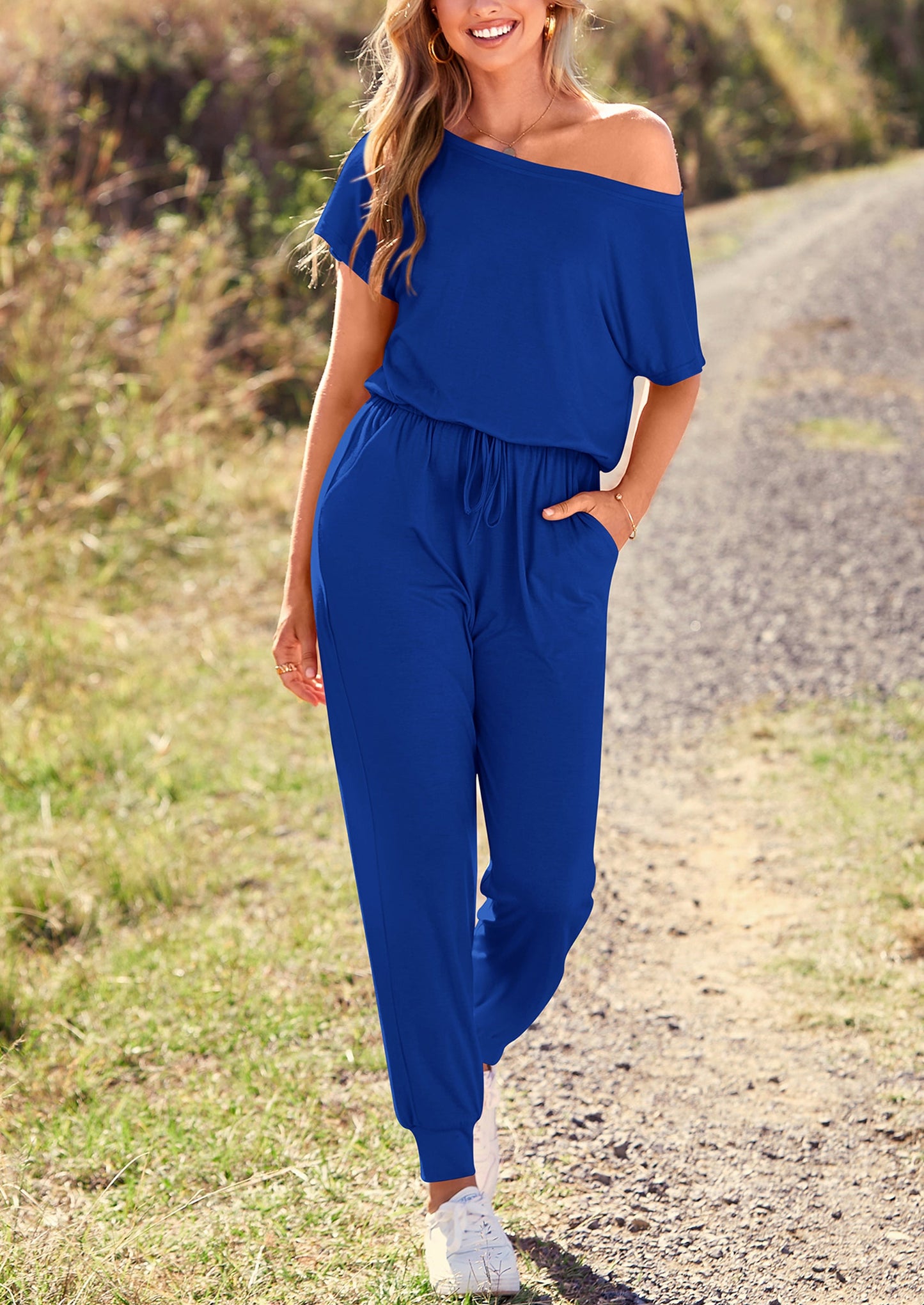 Noa shore™ – sommer jumpsuit mit off-shoulder & elastischer taille