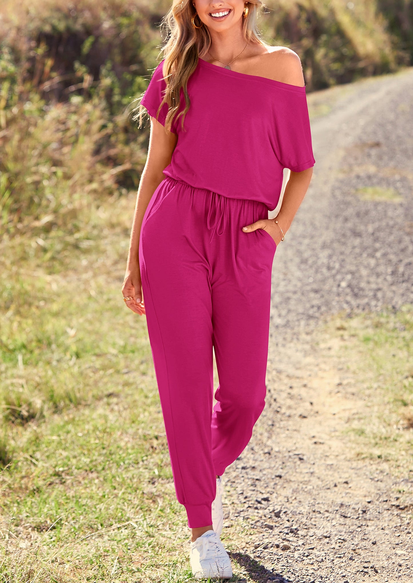 Noa shore™ – sommer jumpsuit mit off-shoulder & elastischer taille
