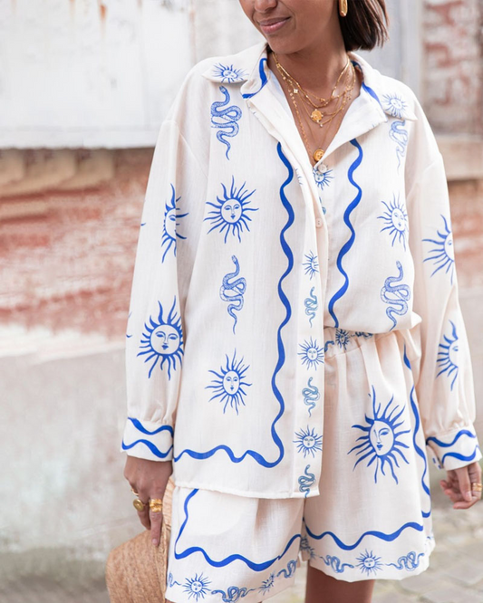 Tiffany | Langärmeliges Oberteil Und Shorts Set