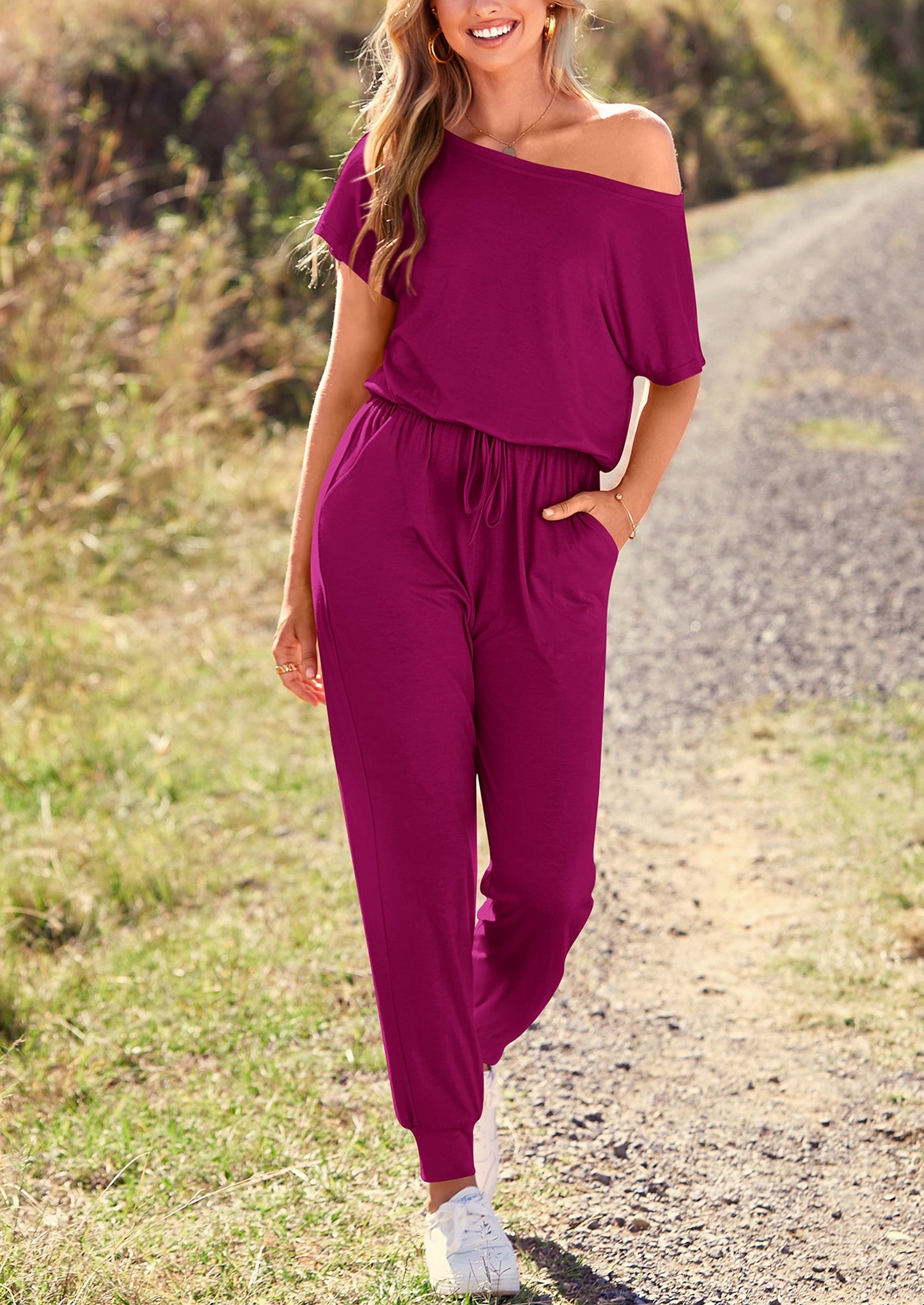 Noa shore™ – sommer jumpsuit mit off-shoulder & elastischer taille