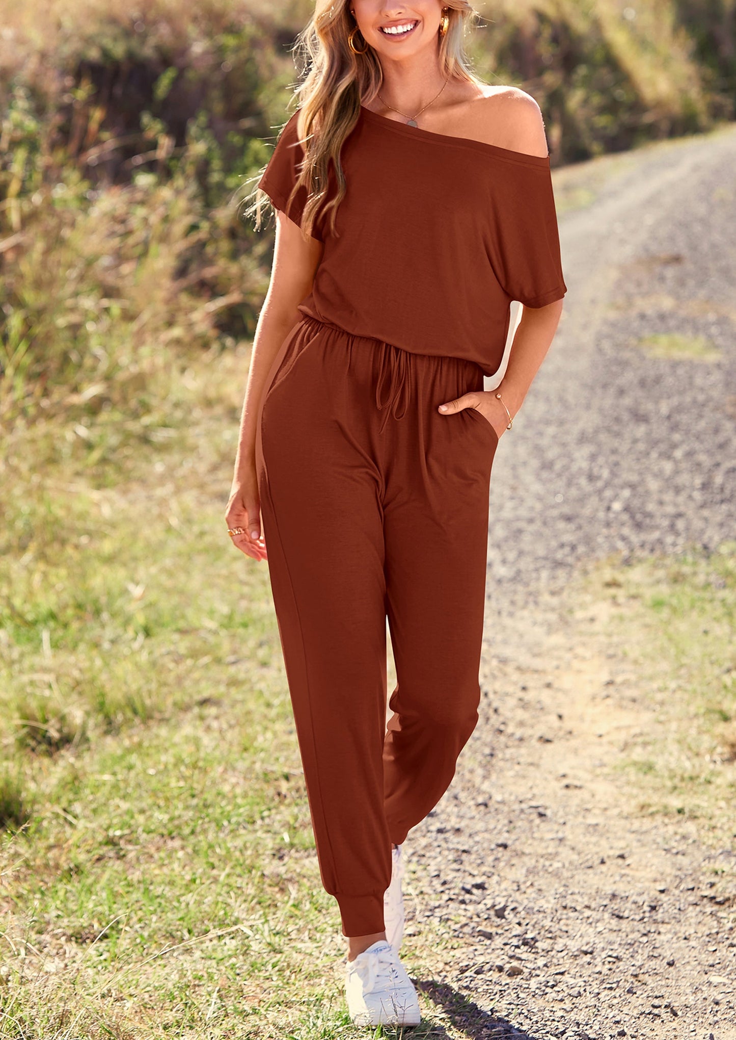 Noa shore™ – sommer jumpsuit mit off-shoulder & elastischer taille