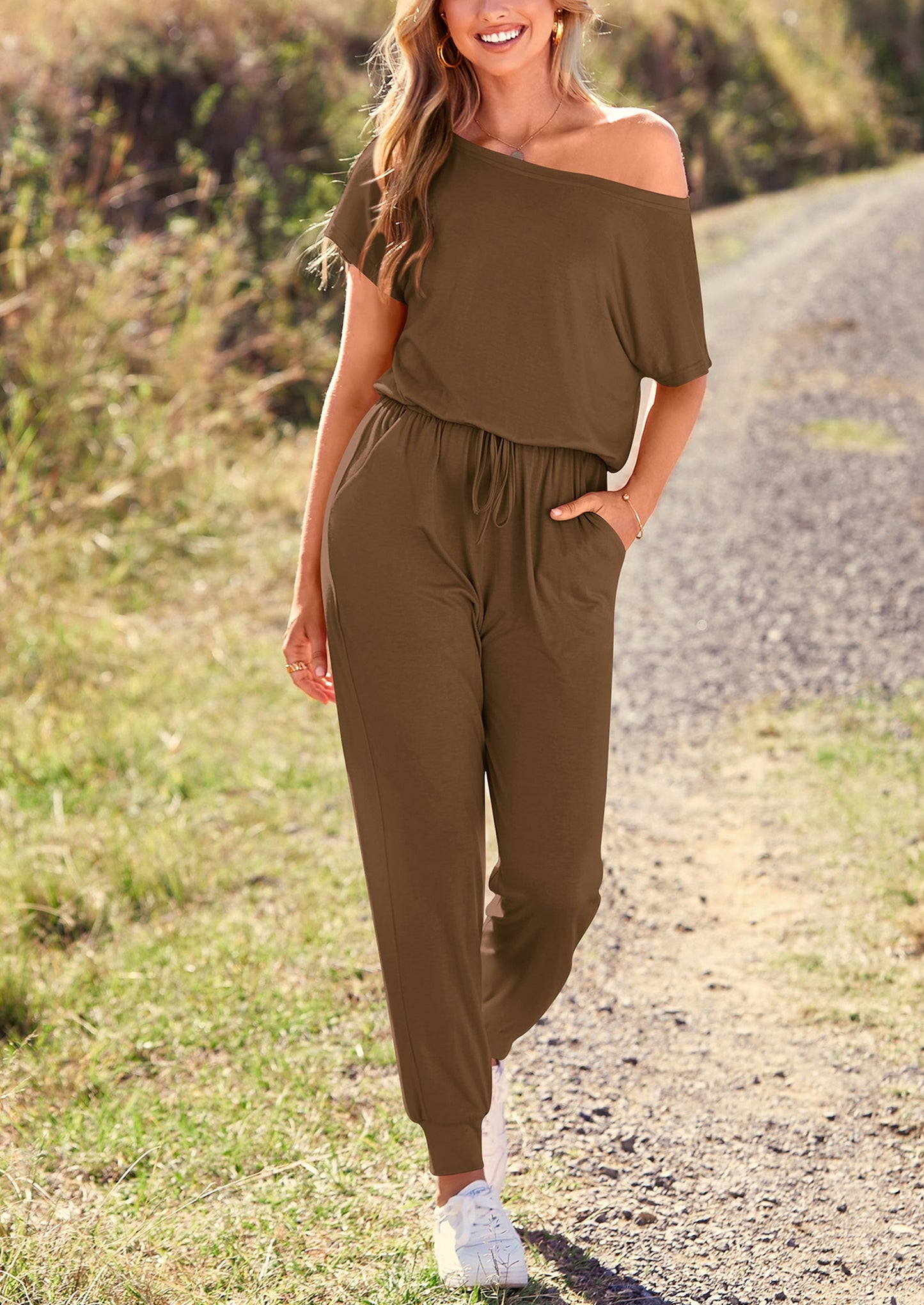 Noa shore™ – sommer jumpsuit mit off-shoulder & elastischer taille