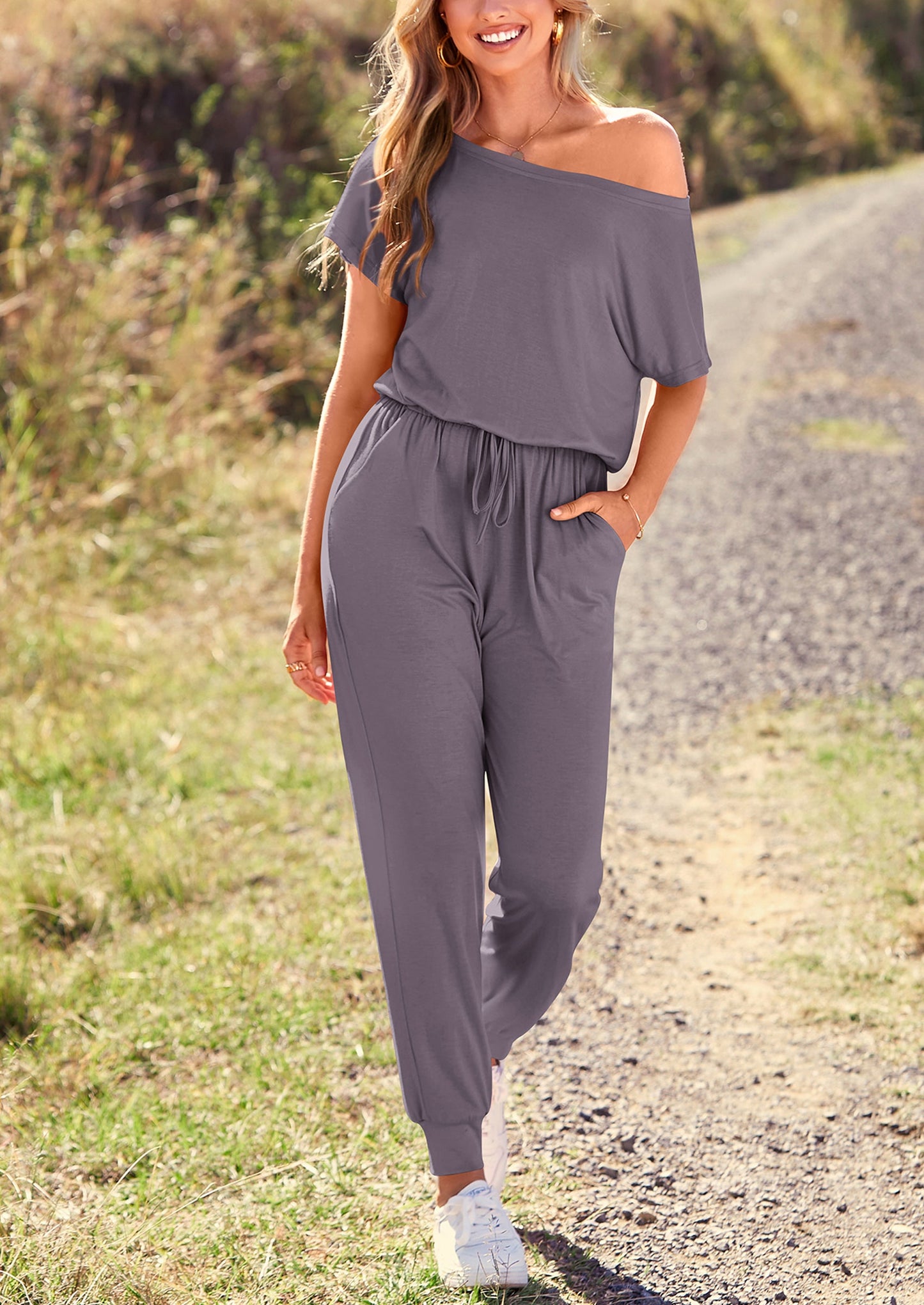 Noa shore™ – sommer jumpsuit mit off-shoulder & elastischer taille