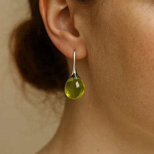 Chic - Vintage Oliven-Kristall-Ohrringe