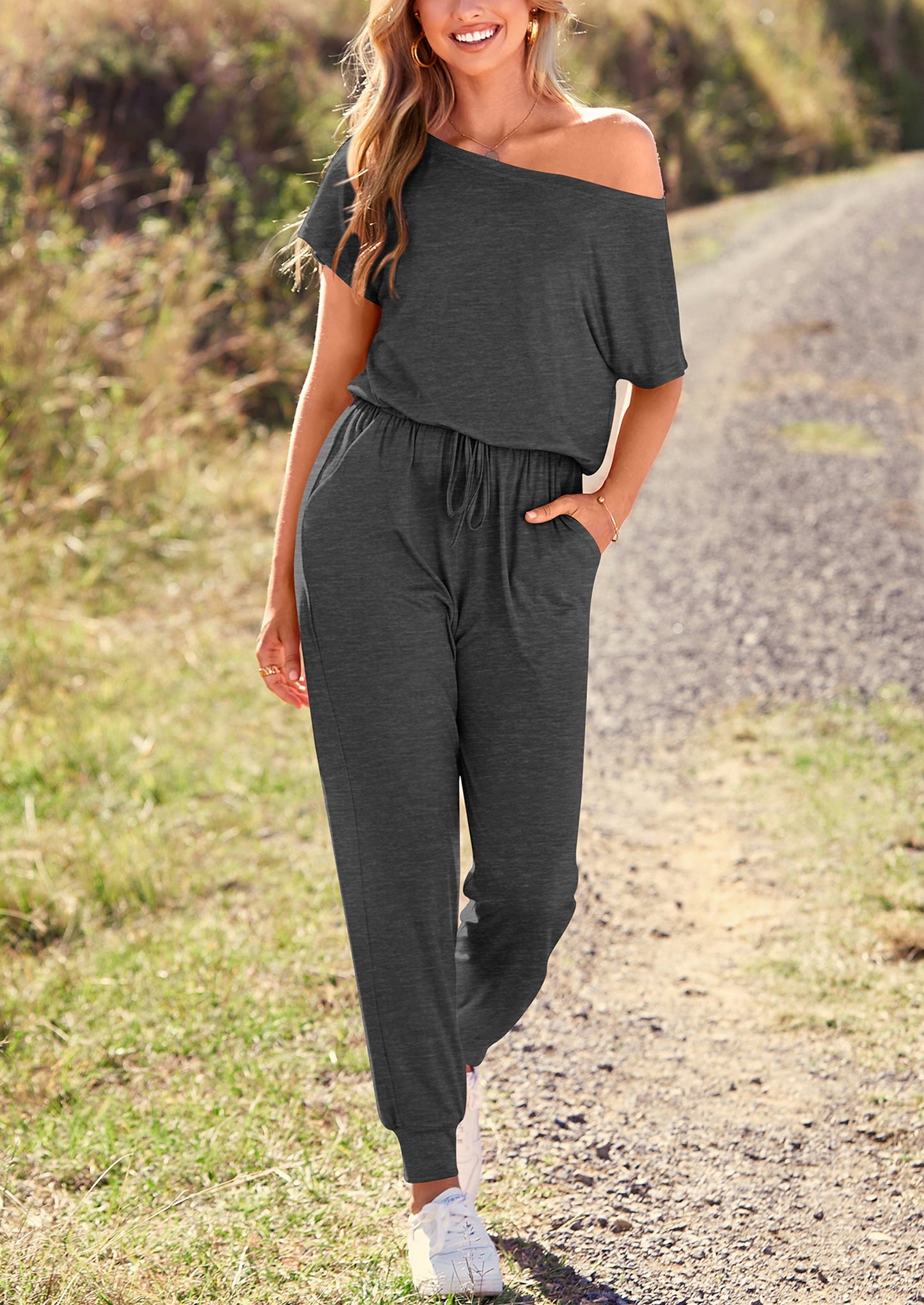 Noa shore™ – sommer jumpsuit mit off-shoulder & elastischer taille