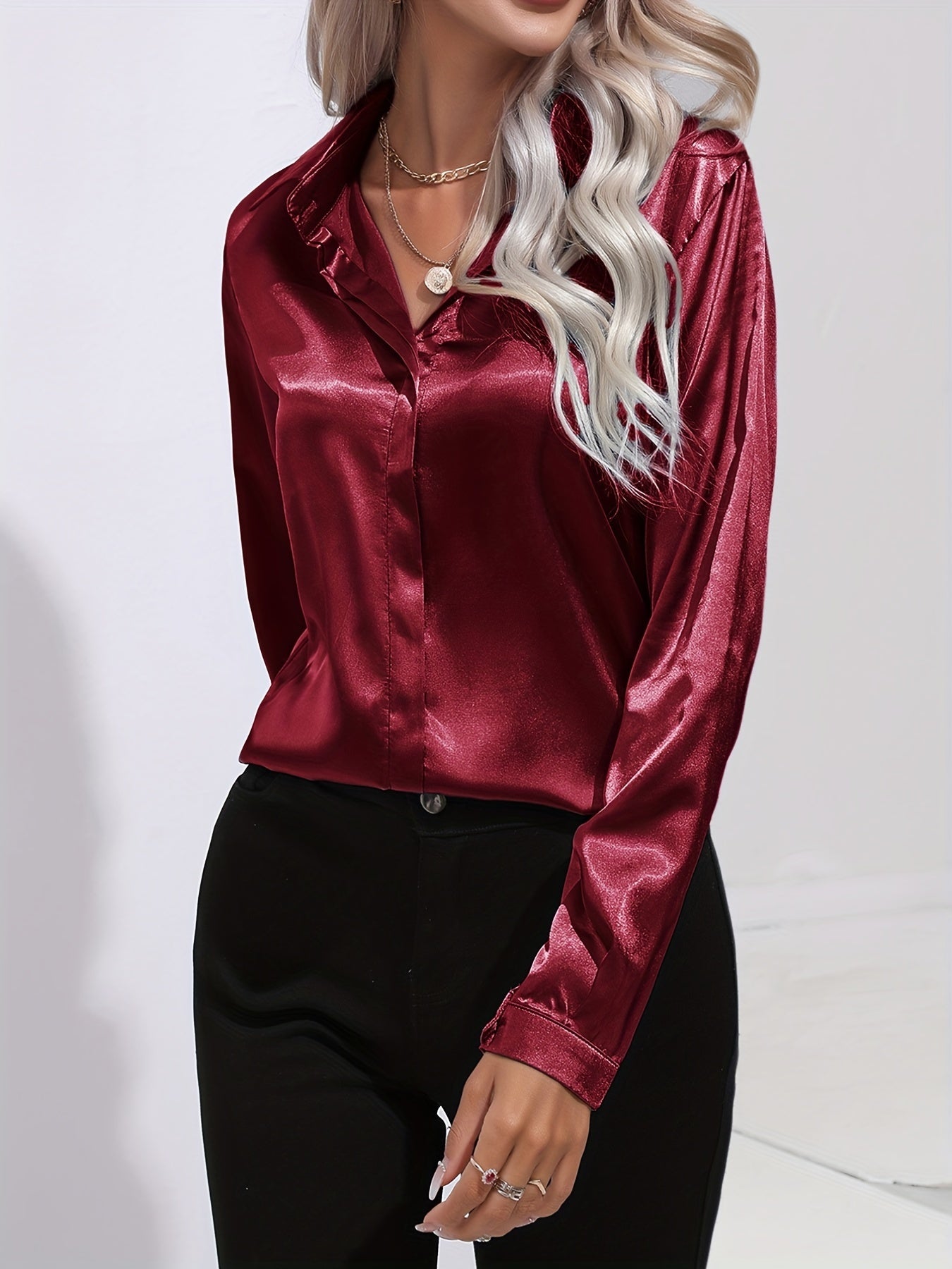 Schicke Elegante Satinbluse