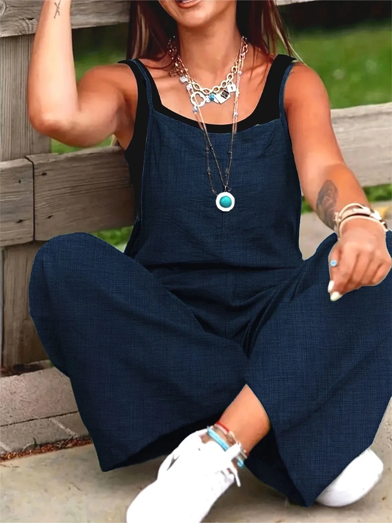 Annia™ – Weit geschnittene Jumpsuit-Latzhose mit Taschen