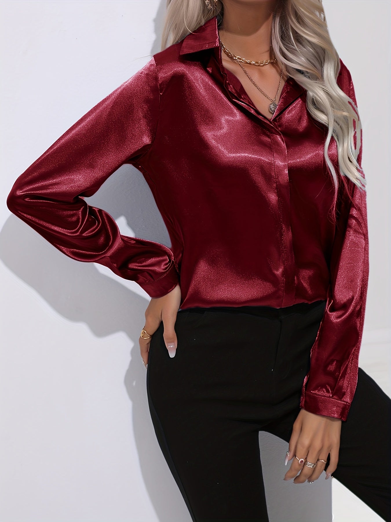 Schicke Elegante Satinbluse