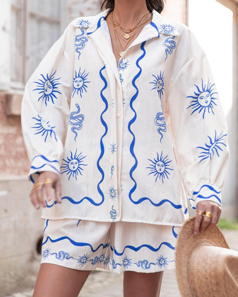 Tiffany | Langärmeliges Oberteil Und Shorts Set