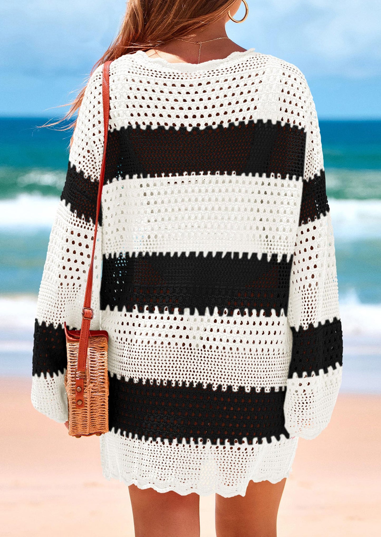 ISLA - GEHÄKELTES STRANDKLEID MIT HOLLOW-OUT-LOOK BOHO COVER-UP FÜR SOMMER & URLAUB