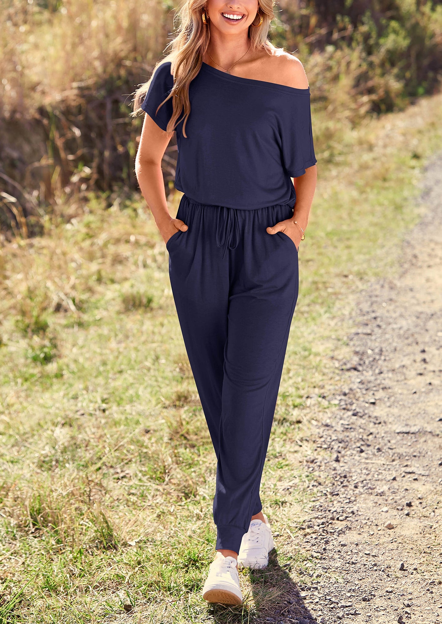 Noa shore™ – sommer jumpsuit mit off-shoulder & elastischer taille