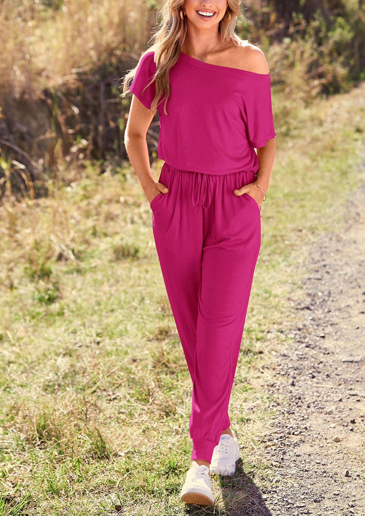 Noa shore™ – sommer jumpsuit mit off-shoulder & elastischer taille
