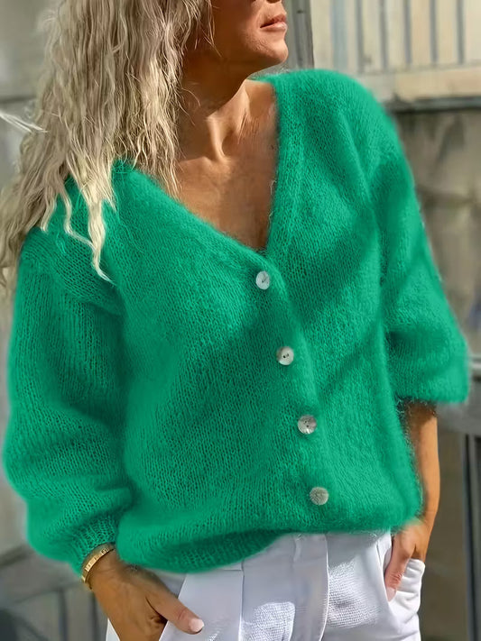 Fabiola | Langärmeliger Strickpullover Mit Knöpfen