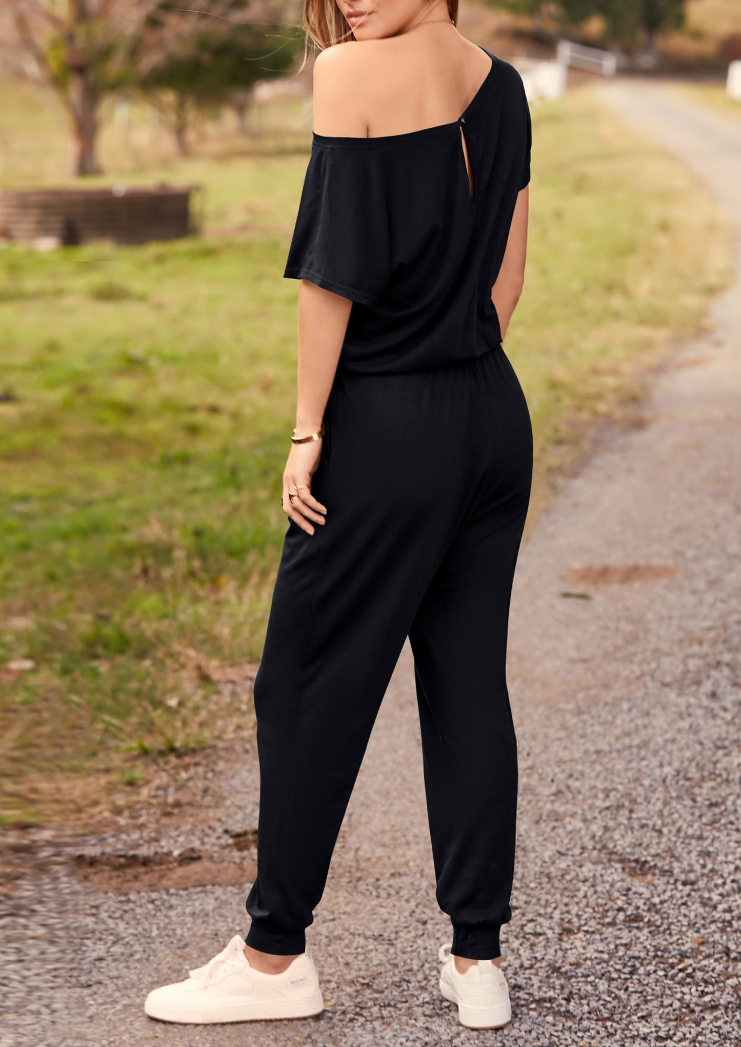 Noa shore™ – sommer jumpsuit mit off-shoulder & elastischer taille