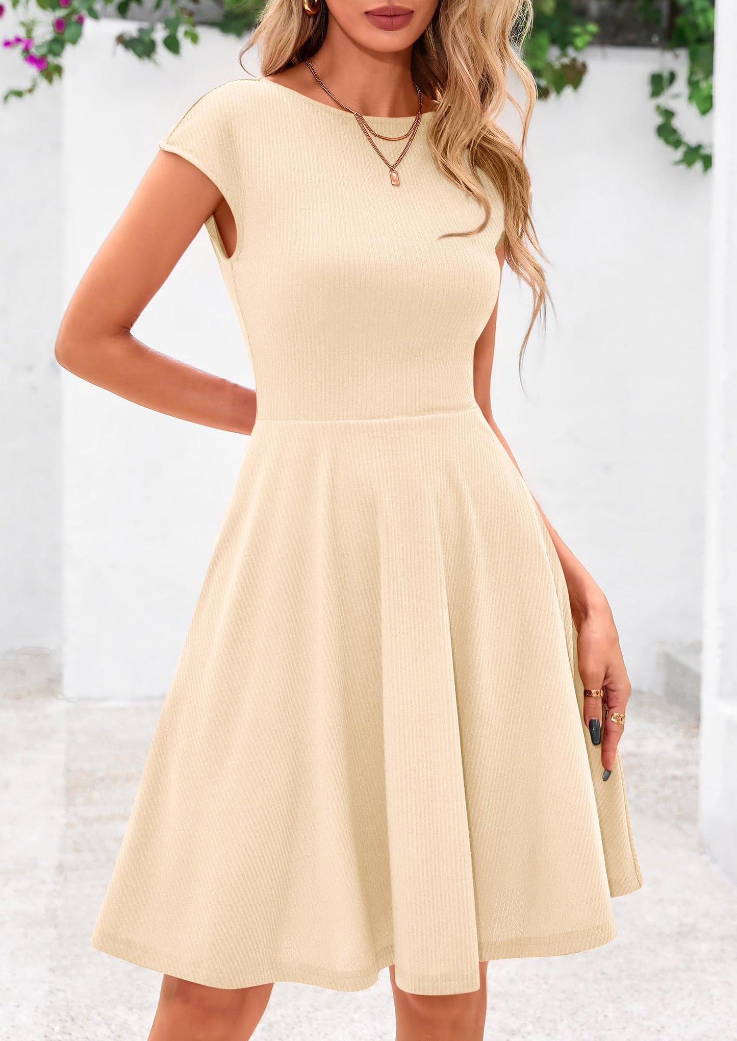MIRA – SOMMERKLEID MIT RIPPSTRICK & CAP-ÄRMELN