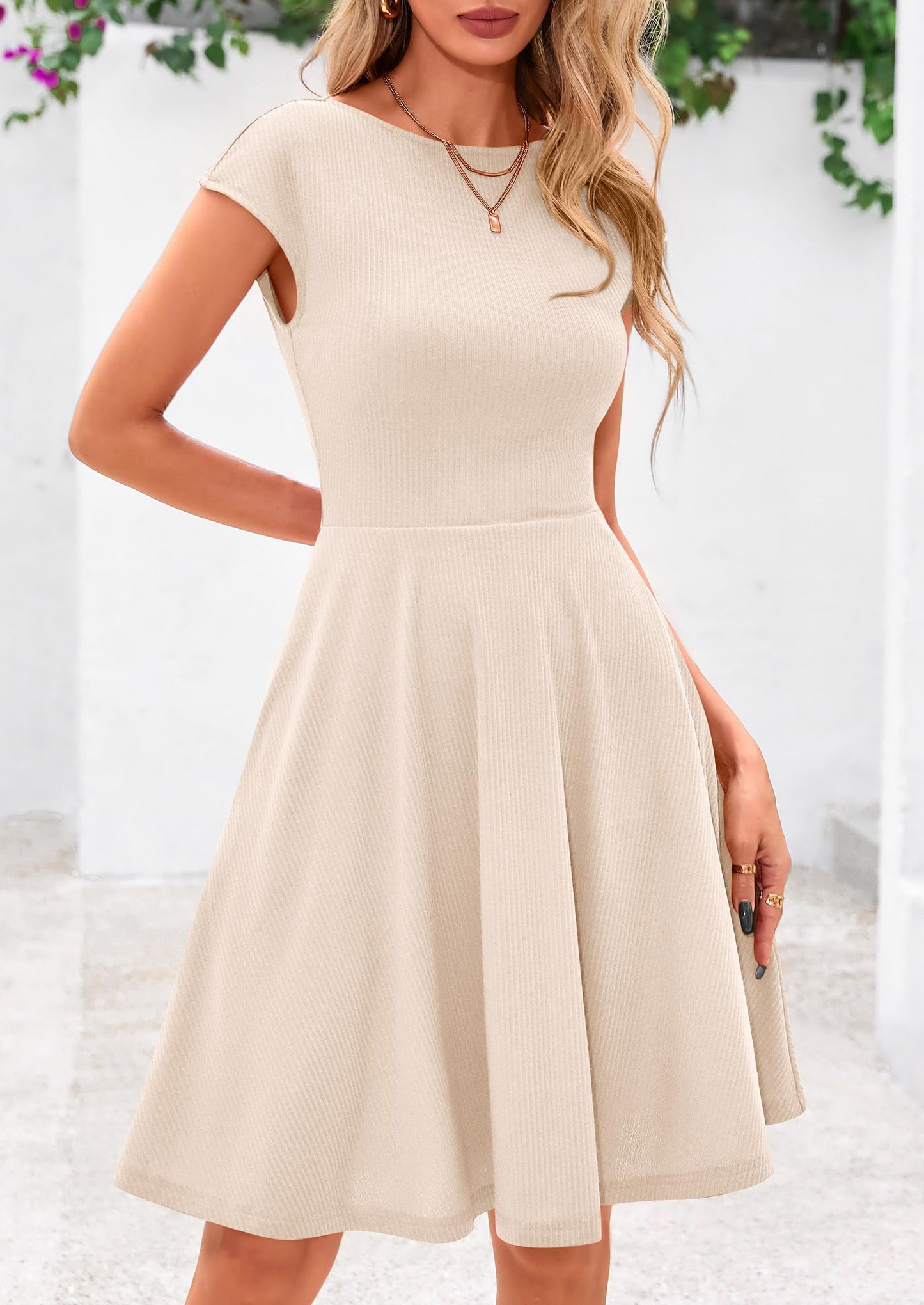 MIRA – SOMMERKLEID MIT RIPPSTRICK & CAP-ÄRMELN