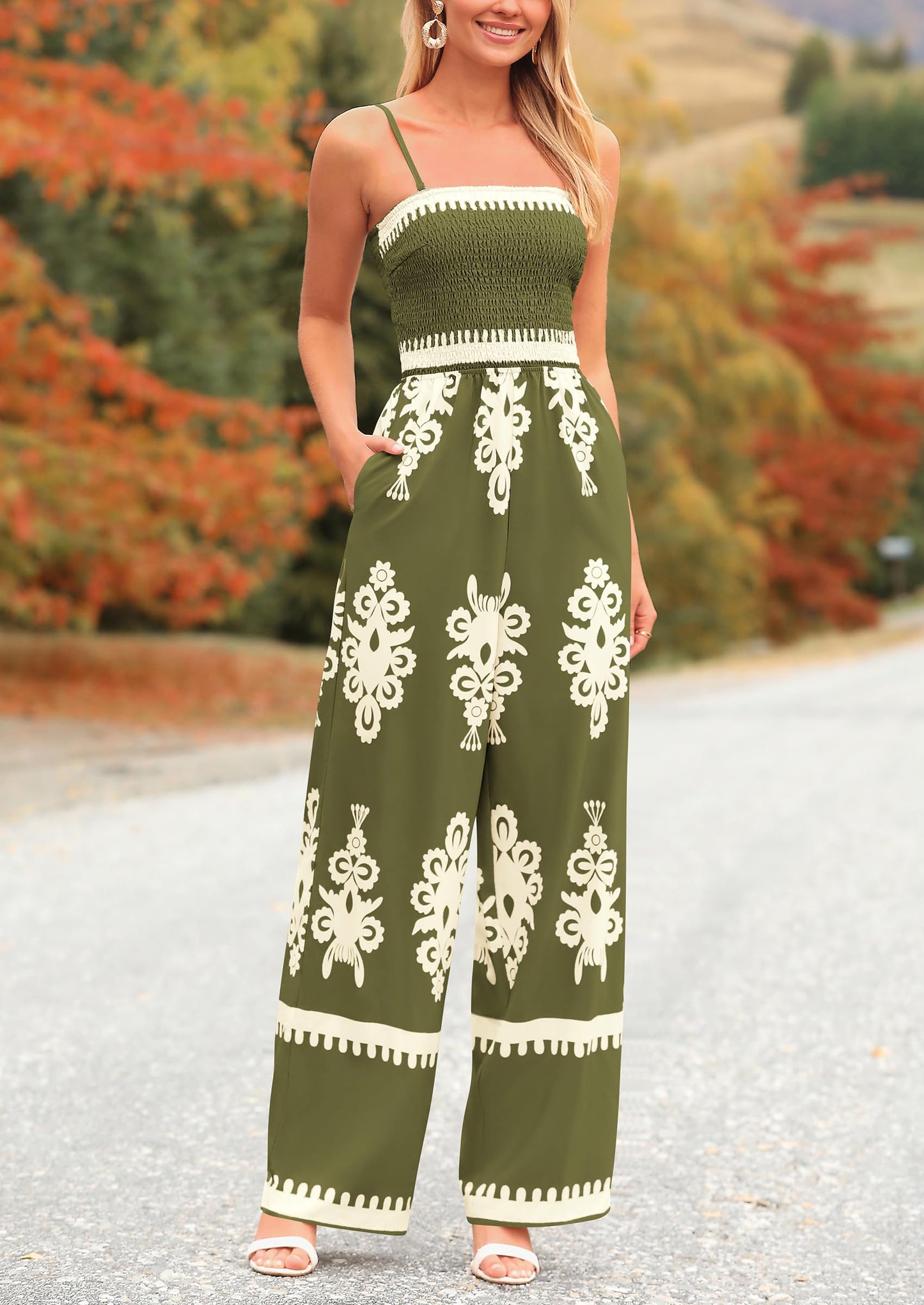 Siena Bloom™ – Boho jumpsuit mit weitem bein