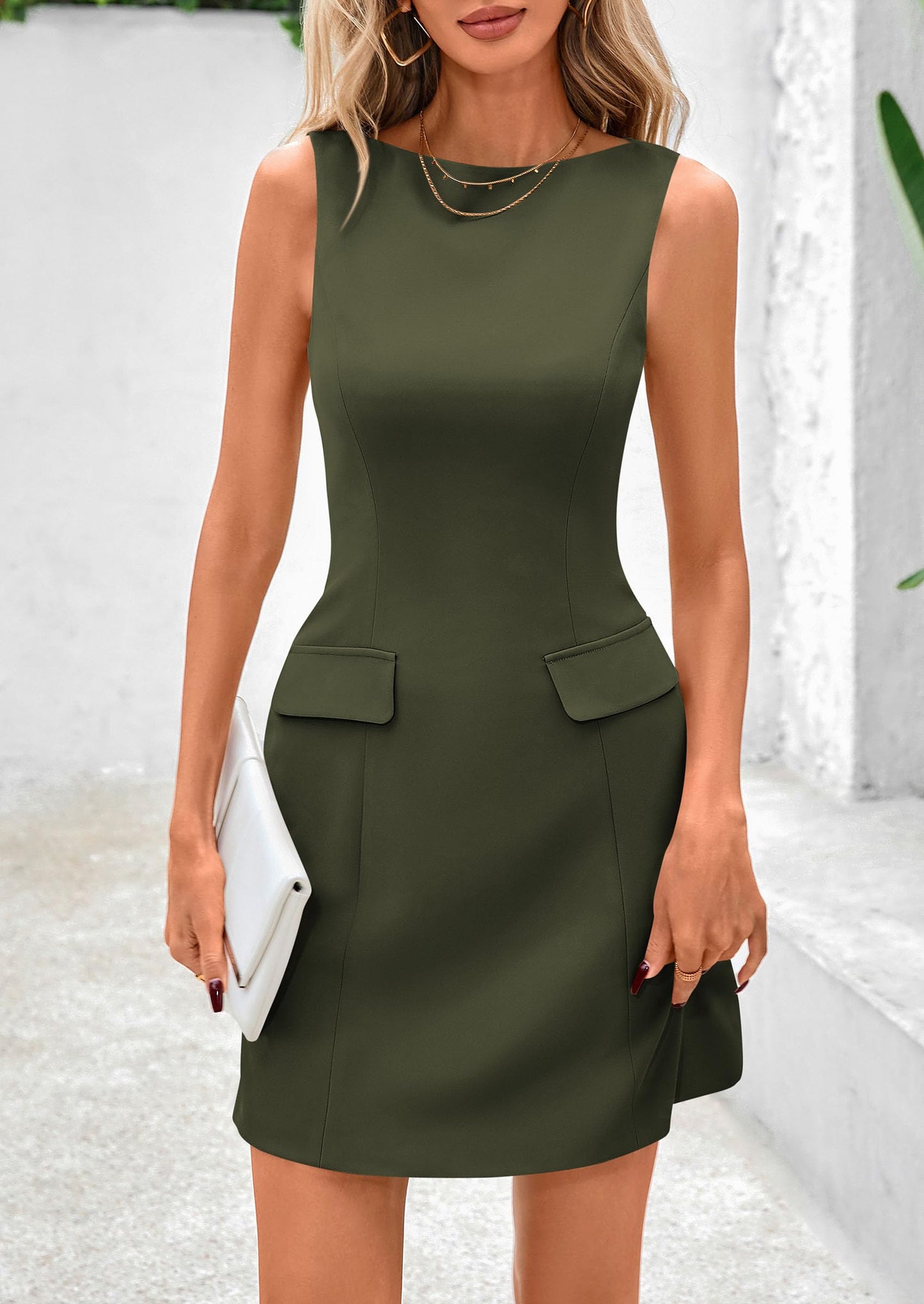 ALINA - BUSINESS-KLEID MIT BOATNECK SCHLICHT & FIGURSCHMEICHELND