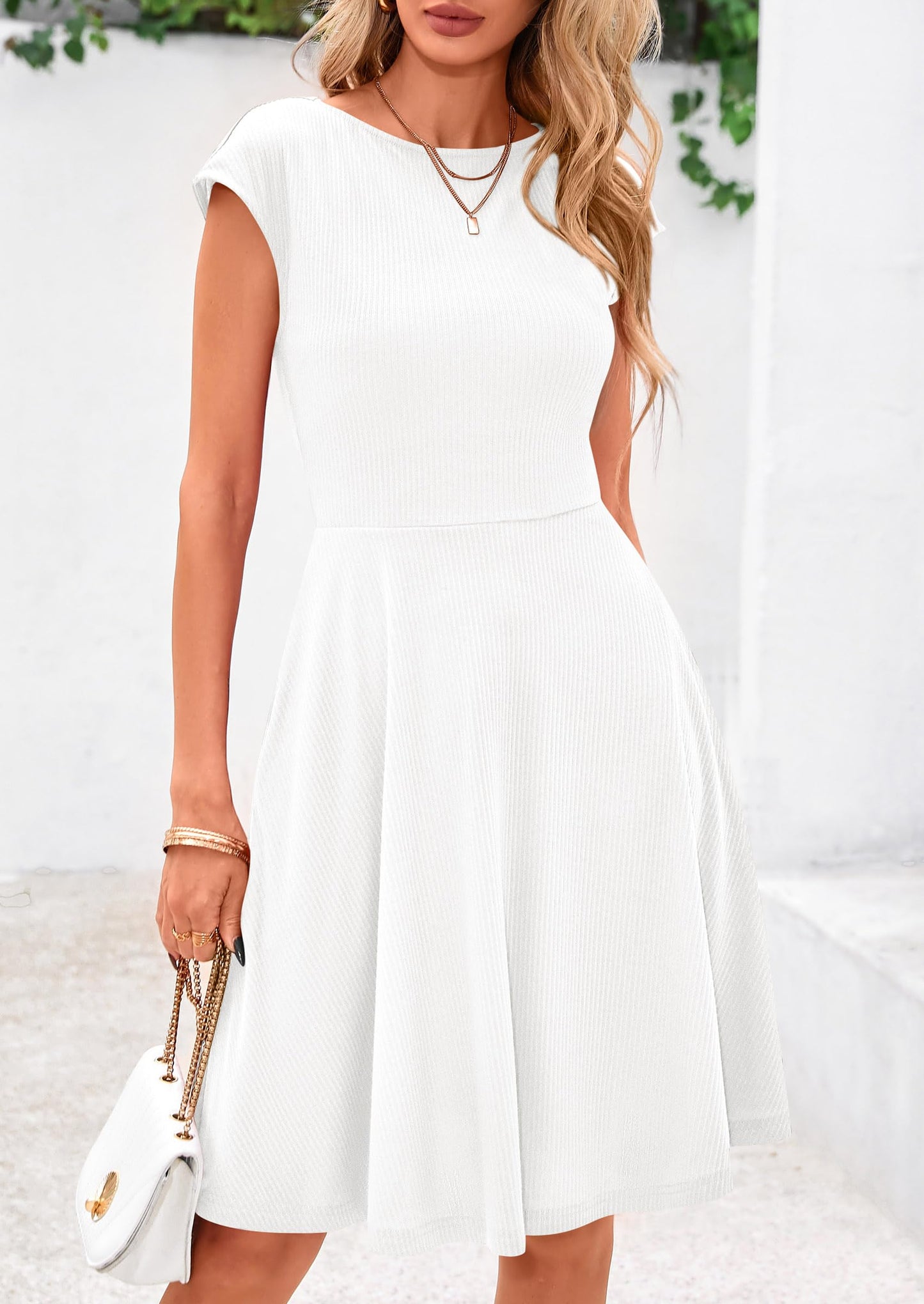 MIRA – SOMMERKLEID MIT RIPPSTRICK & CAP-ÄRMELN