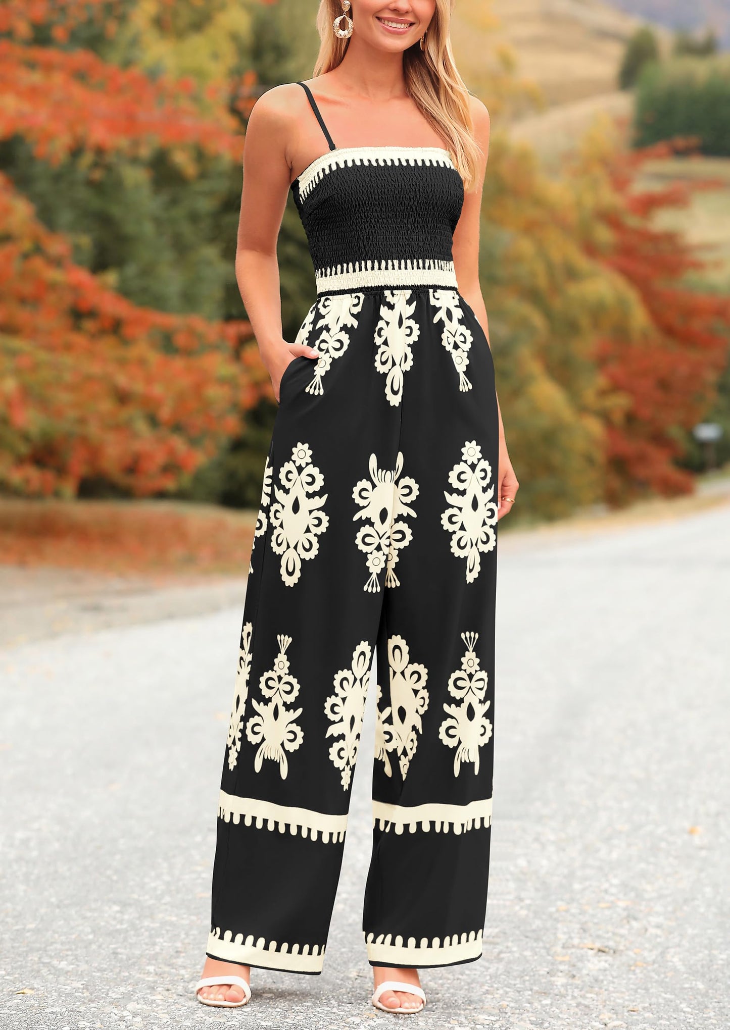 Siena Bloom™ – Boho jumpsuit mit weitem bein