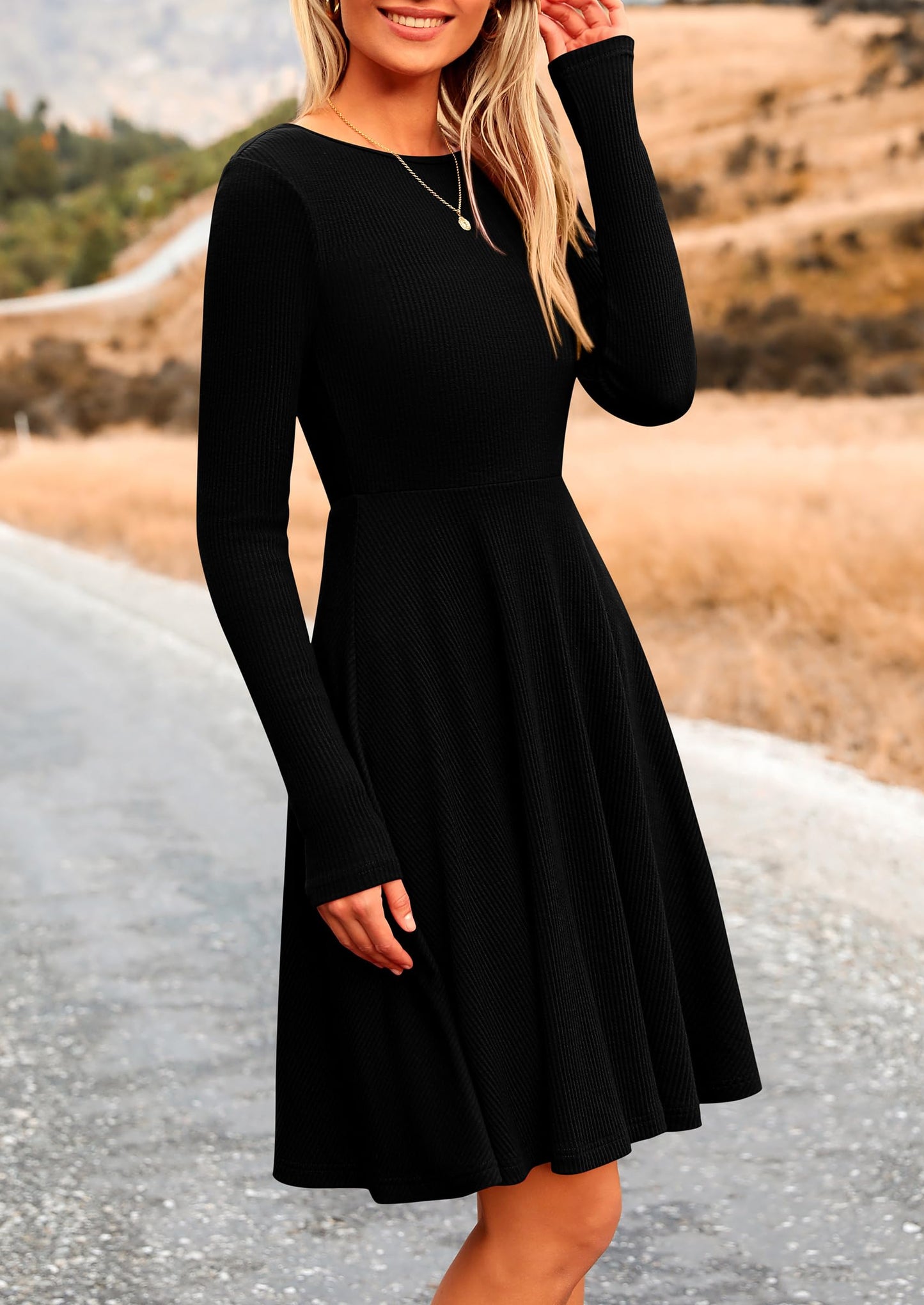 LEYA - RIPPSTRICK-KLEID MIT LANGARMEN ELEGANT & FIGURSCHMEICHELND