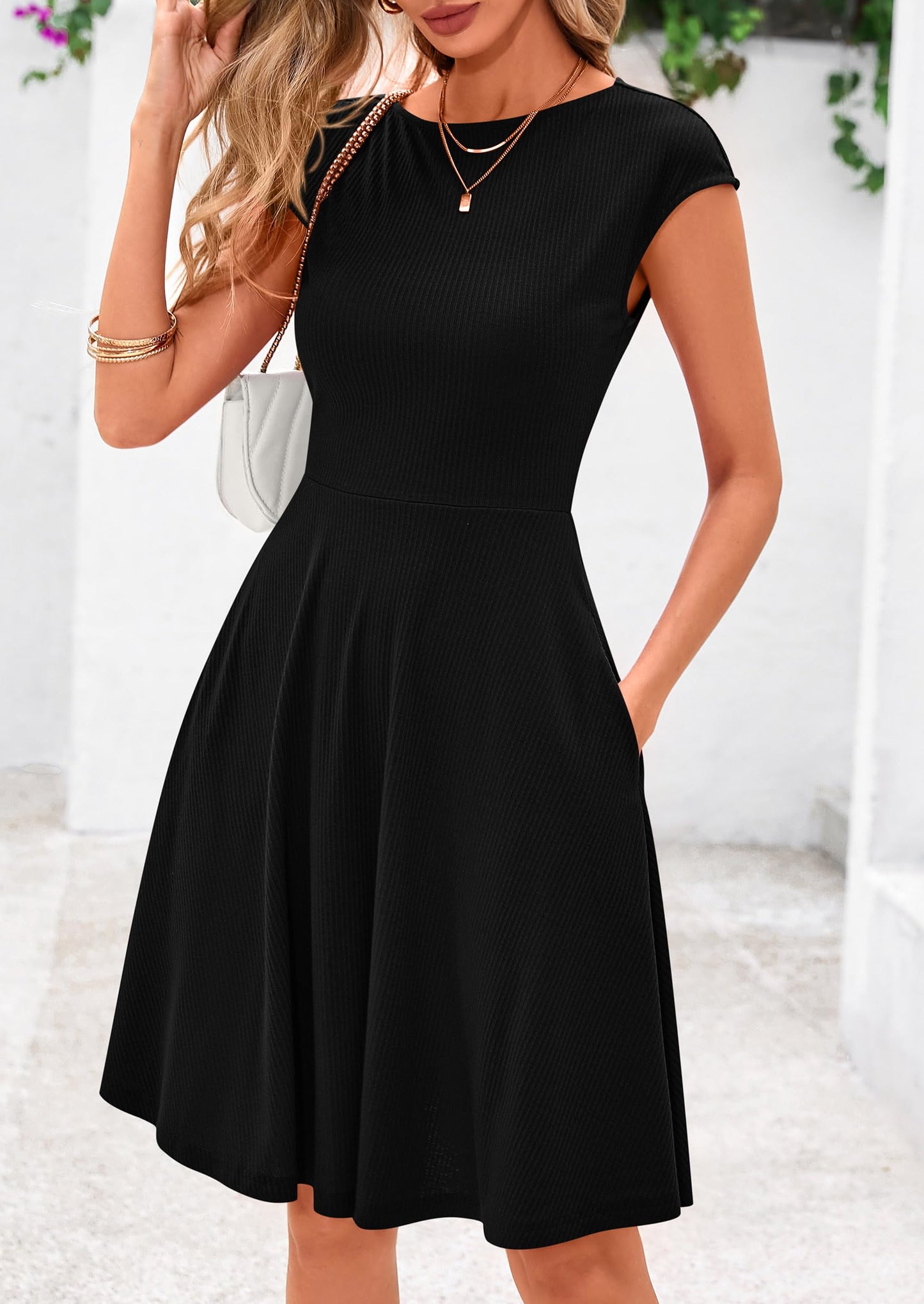 MIRA – SOMMERKLEID MIT RIPPSTRICK & CAP-ÄRMELN