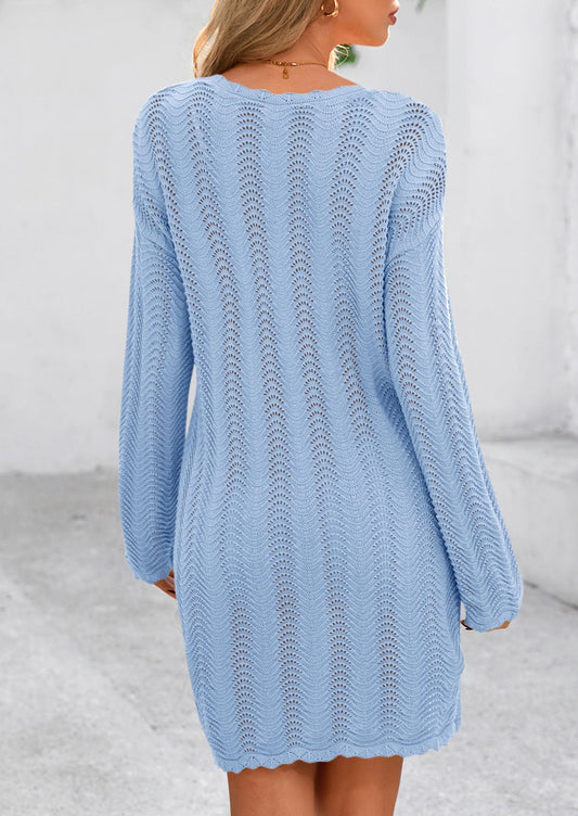 SELINA - GEHÄKELTES STRANDKLEID MIT LANGEN ÄRMELN LUFTIGES COVER-UP FÜR BIKINI & BADEMODE