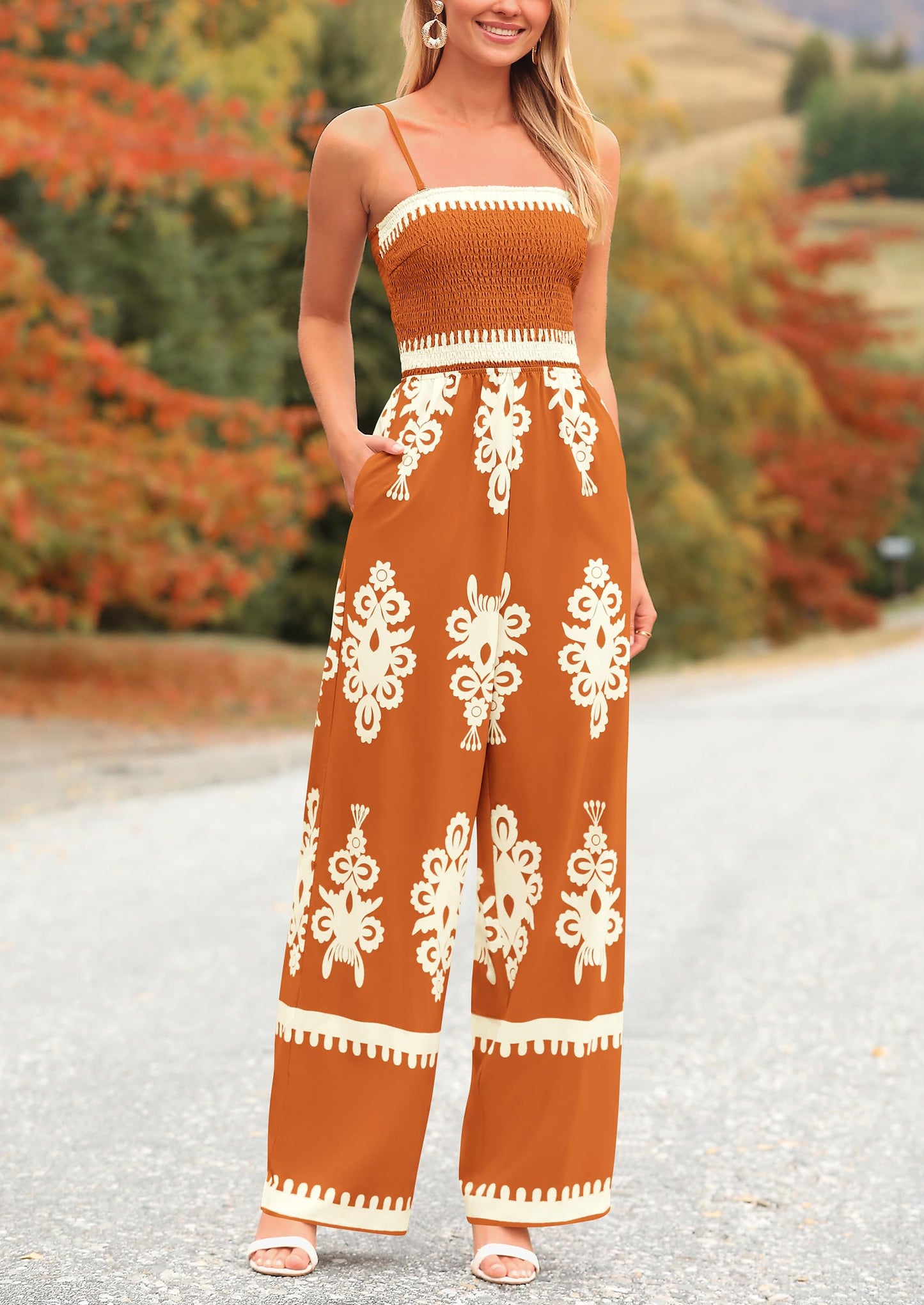 Siena Bloom™ – Boho jumpsuit mit weitem bein