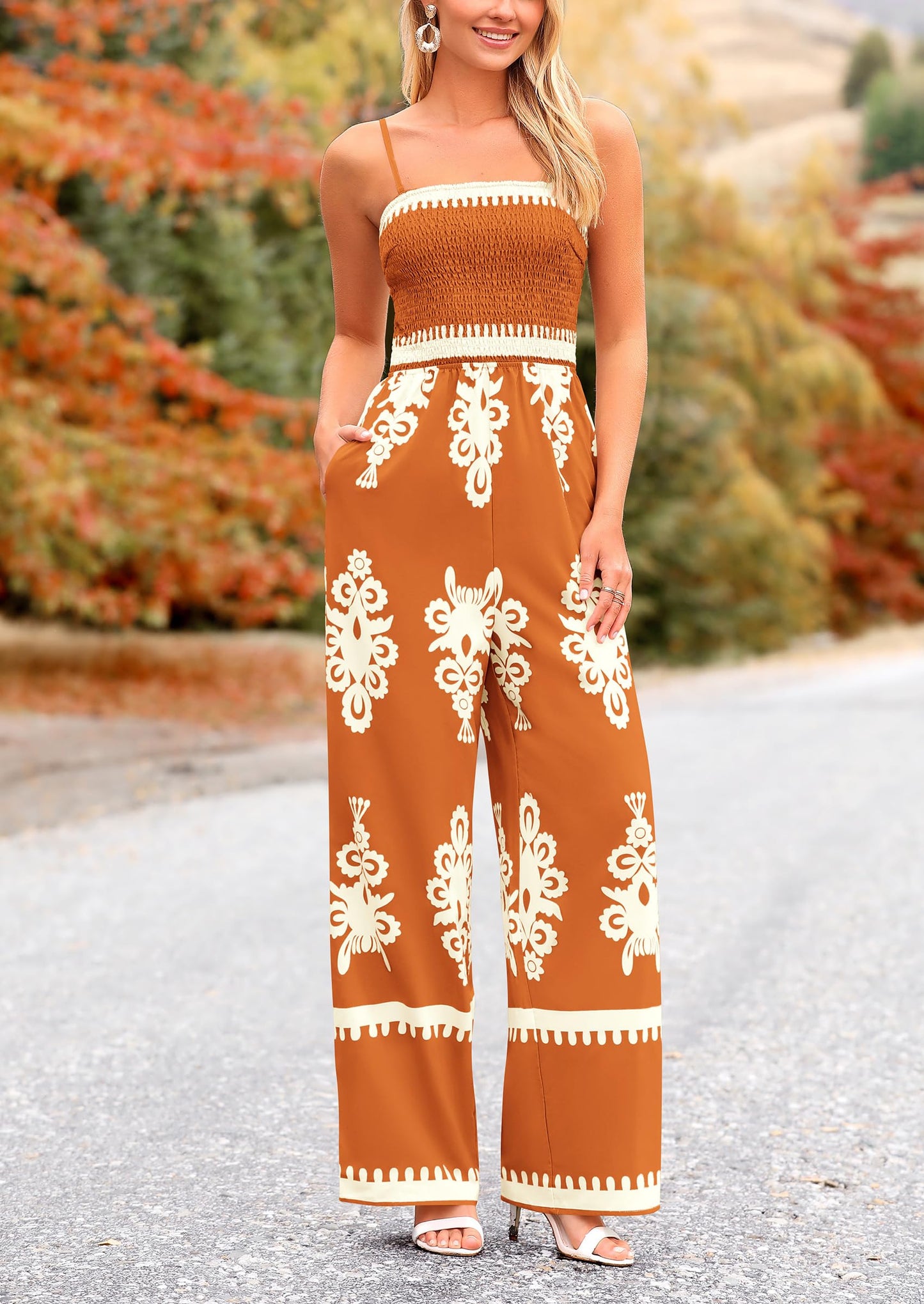 Siena Bloom™ – Boho jumpsuit mit weitem bein