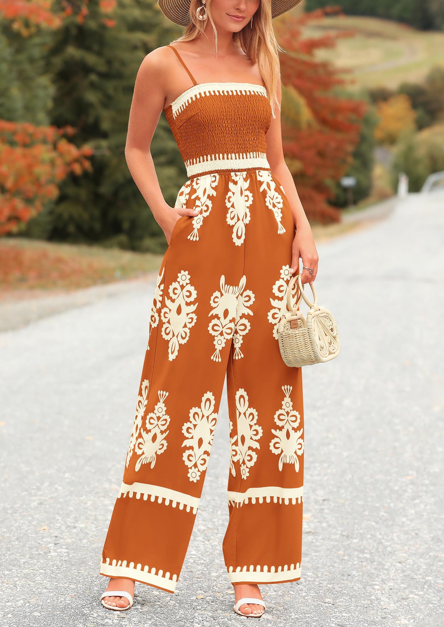 Siena Bloom™ – Boho jumpsuit mit weitem bein