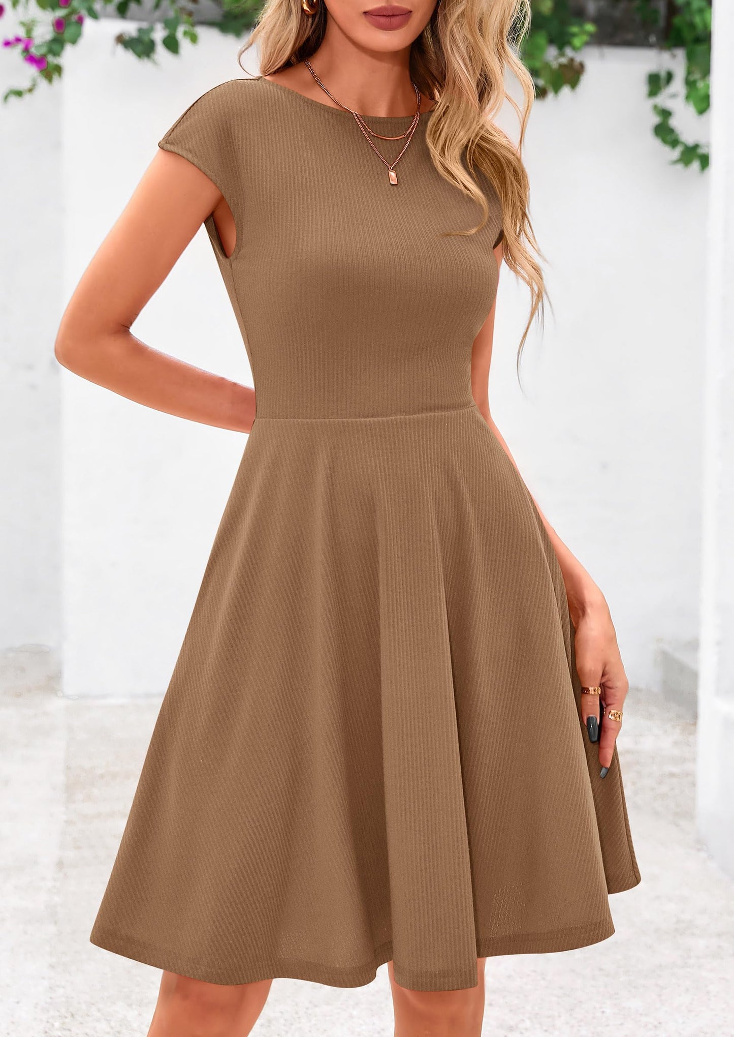 MIRA – SOMMERKLEID MIT RIPPSTRICK & CAP-ÄRMELN