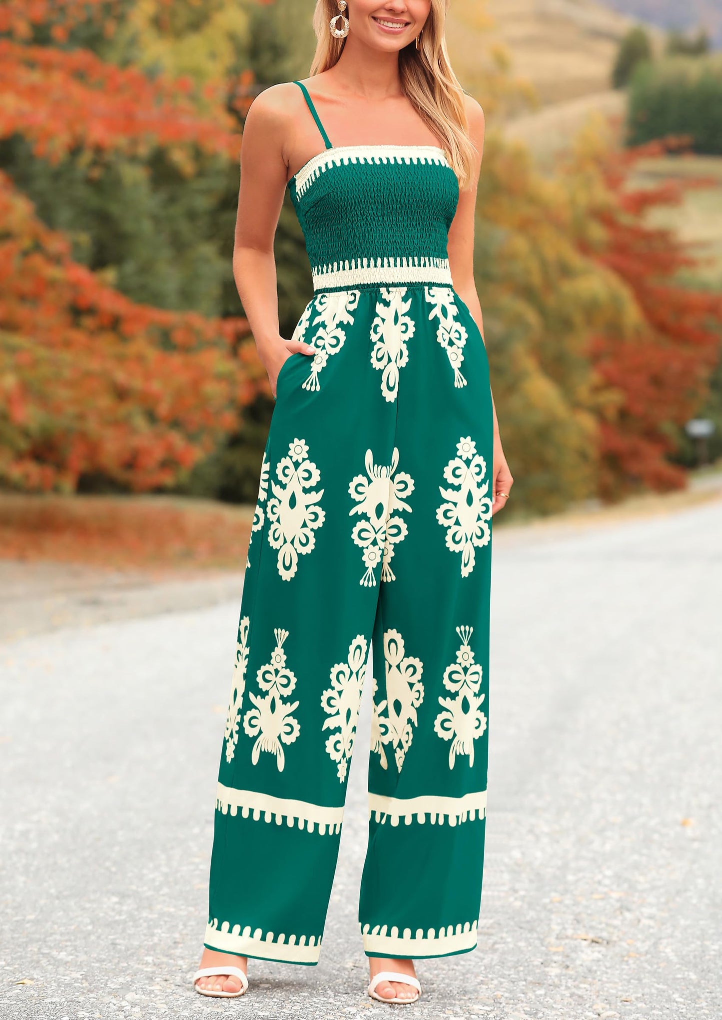 Siena Bloom™ – Boho jumpsuit mit weitem bein