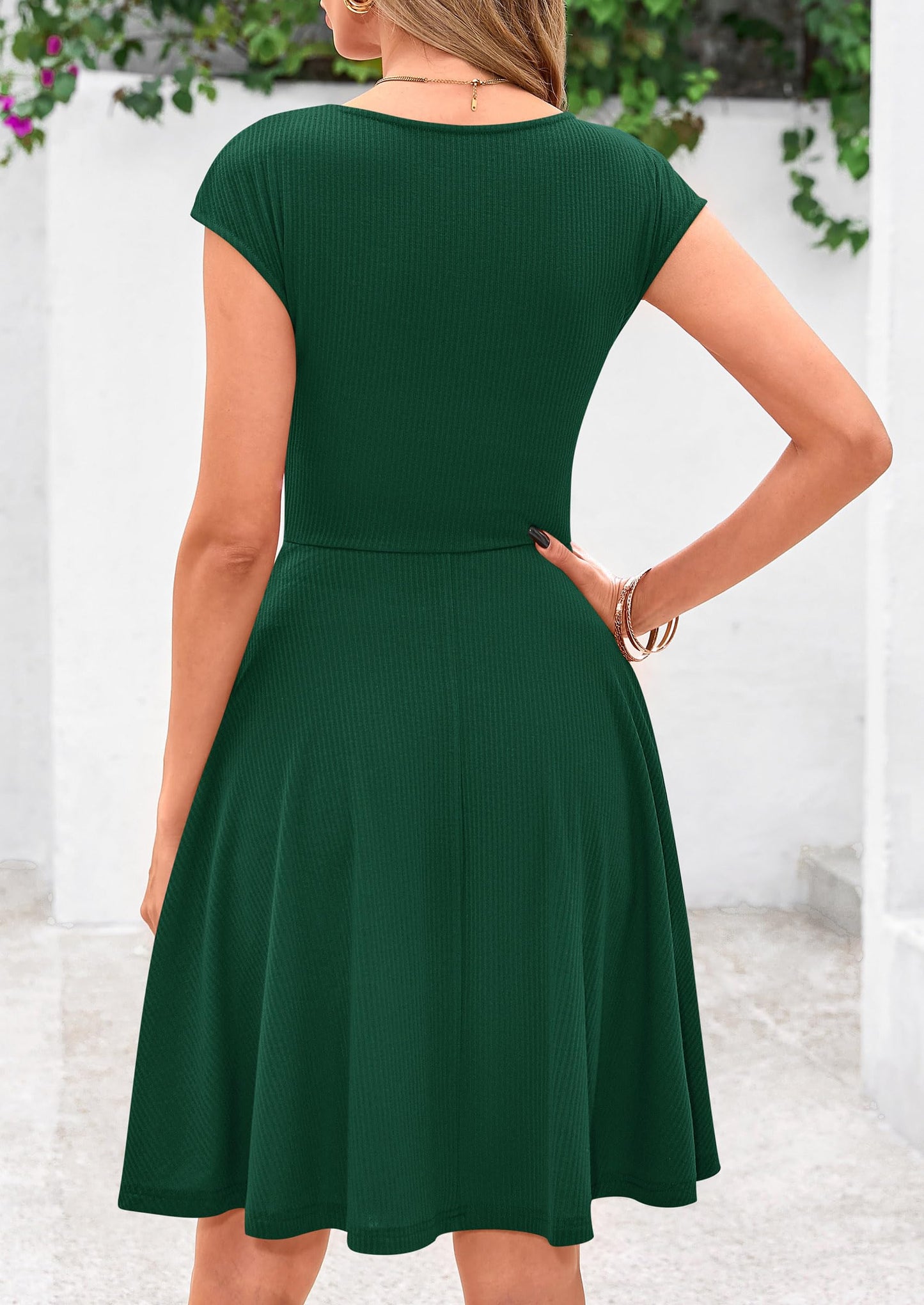 MIRA – SOMMERKLEID MIT RIPPSTRICK & CAP-ÄRMELN