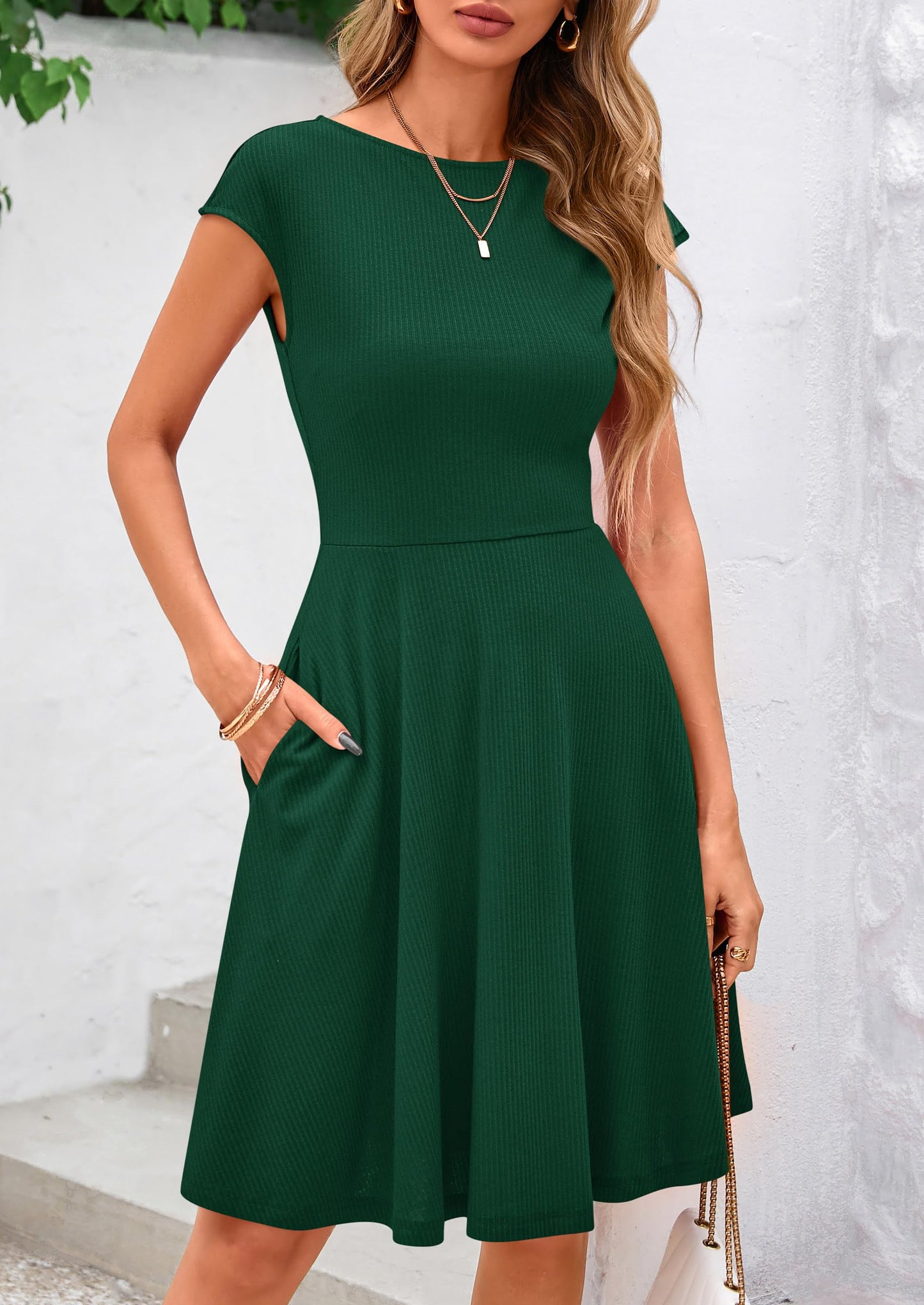 MIRA – SOMMERKLEID MIT RIPPSTRICK & CAP-ÄRMELN
