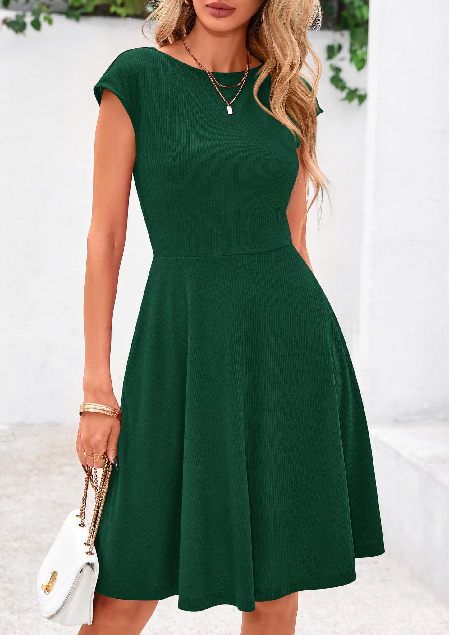 MIRA – SOMMERKLEID MIT RIPPSTRICK & CAP-ÄRMELN