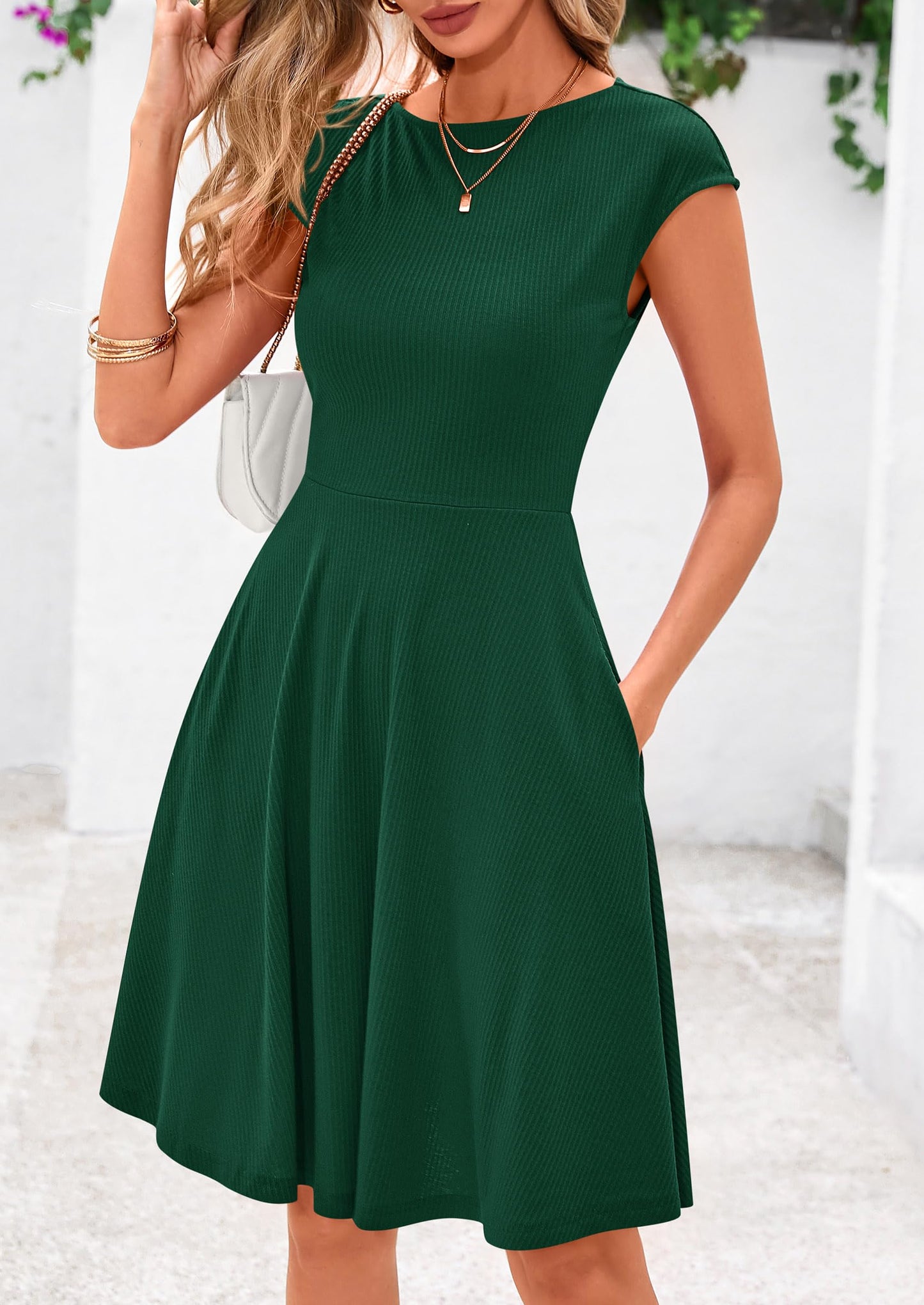 MIRA – SOMMERKLEID MIT RIPPSTRICK & CAP-ÄRMELN