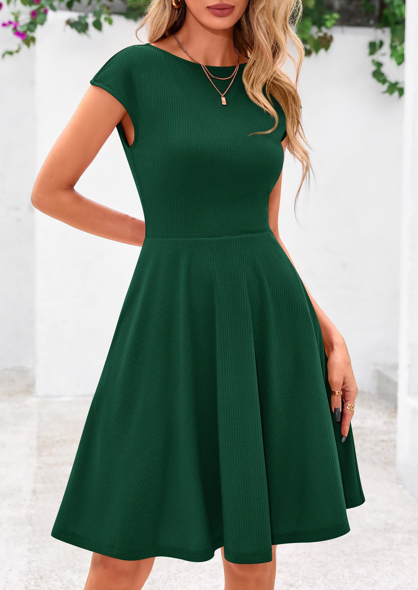 MIRA – SOMMERKLEID MIT RIPPSTRICK & CAP-ÄRMELN