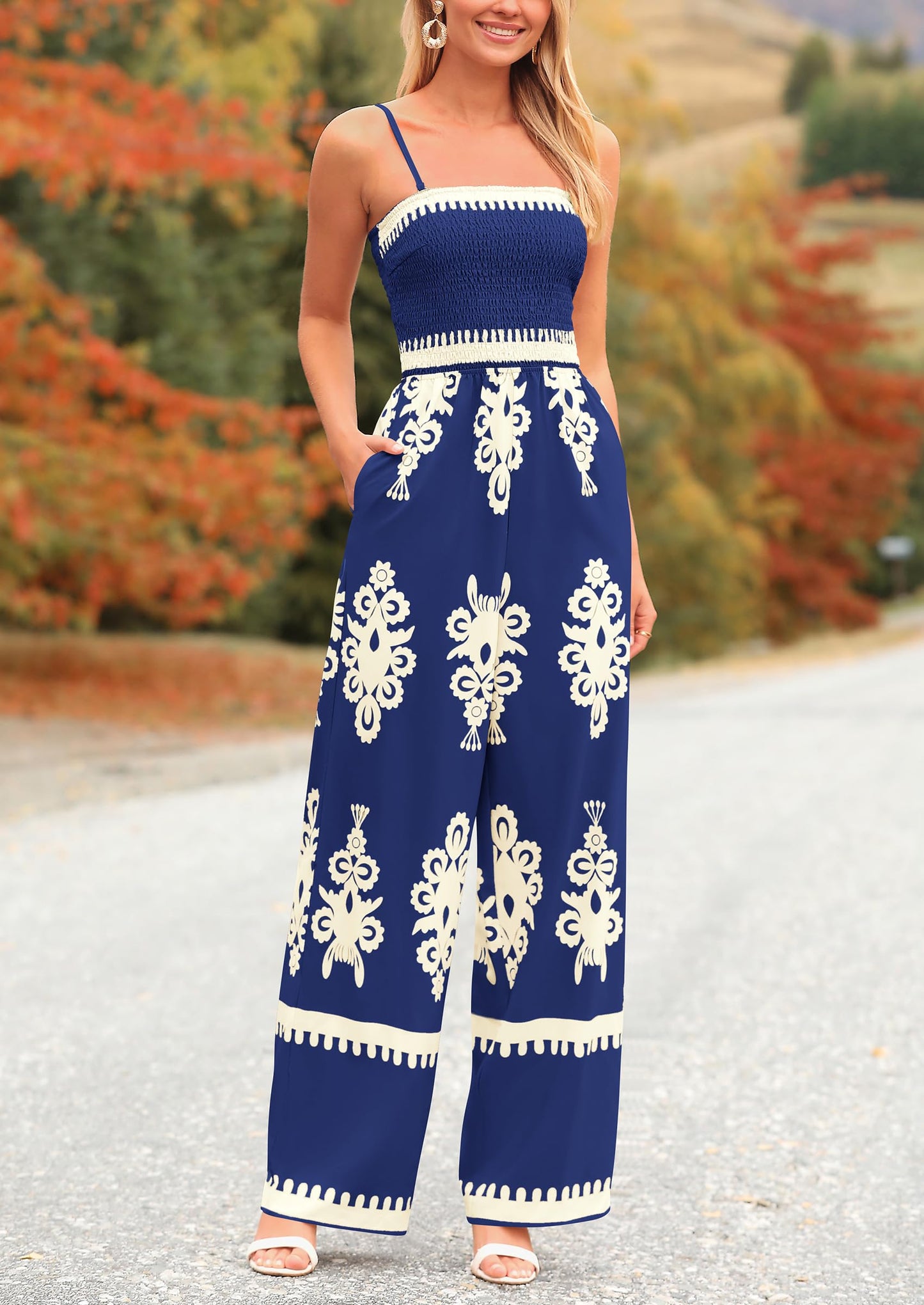 Siena Bloom™ – Boho jumpsuit mit weitem bein