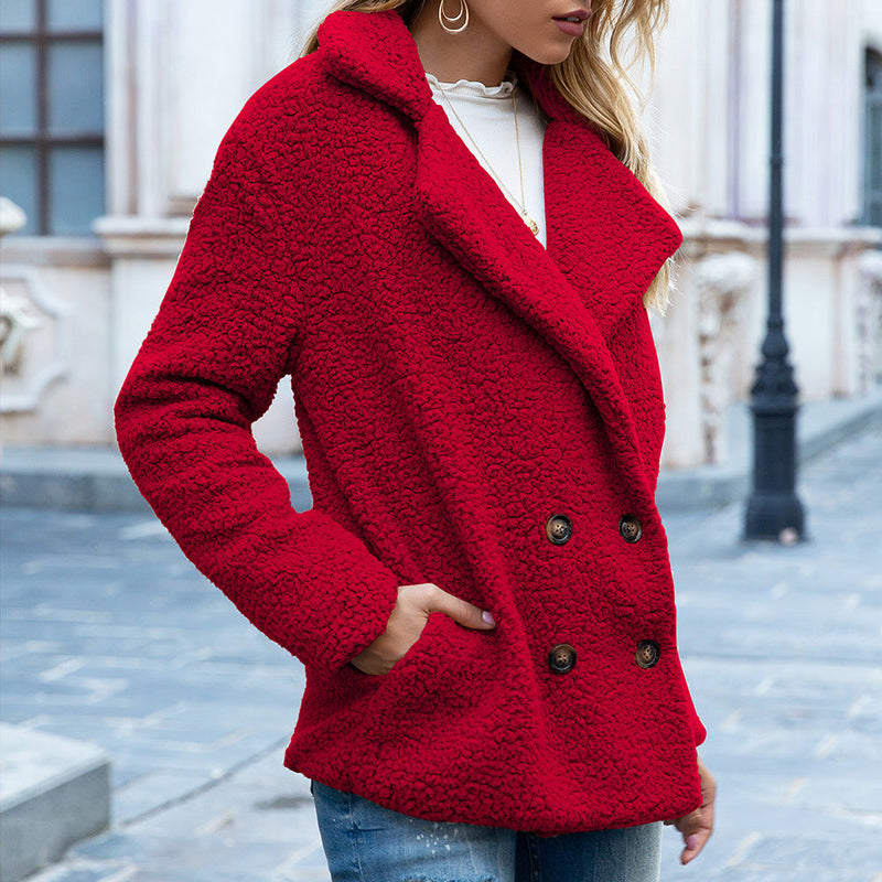 AMBRA | LAMM FELL KRAGEN TEDDY MANTEL