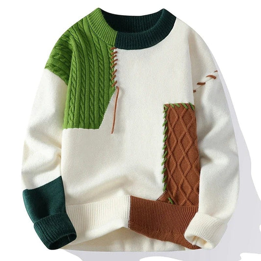 Chris D Patchwork-Strickpullover