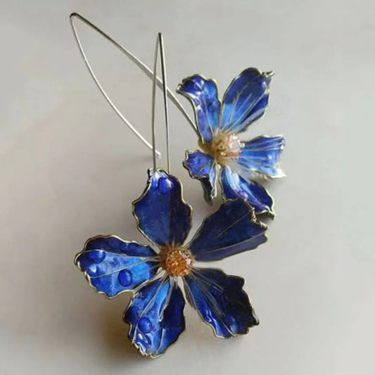 Blaue Blumenohrringe