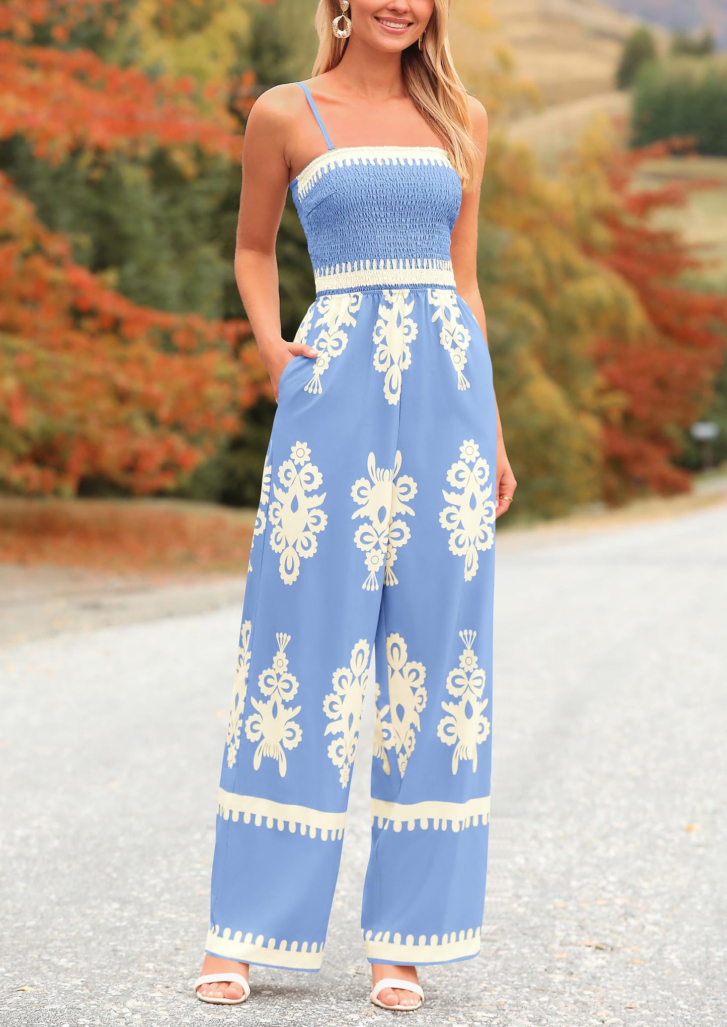 Siena Bloom™ – Boho jumpsuit mit weitem bein