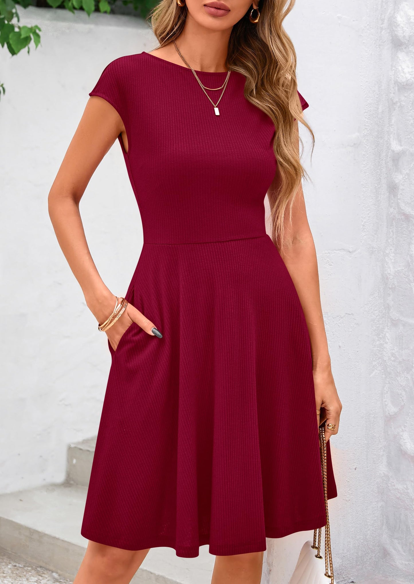 MIRA – SOMMERKLEID MIT RIPPSTRICK & CAP-ÄRMELN