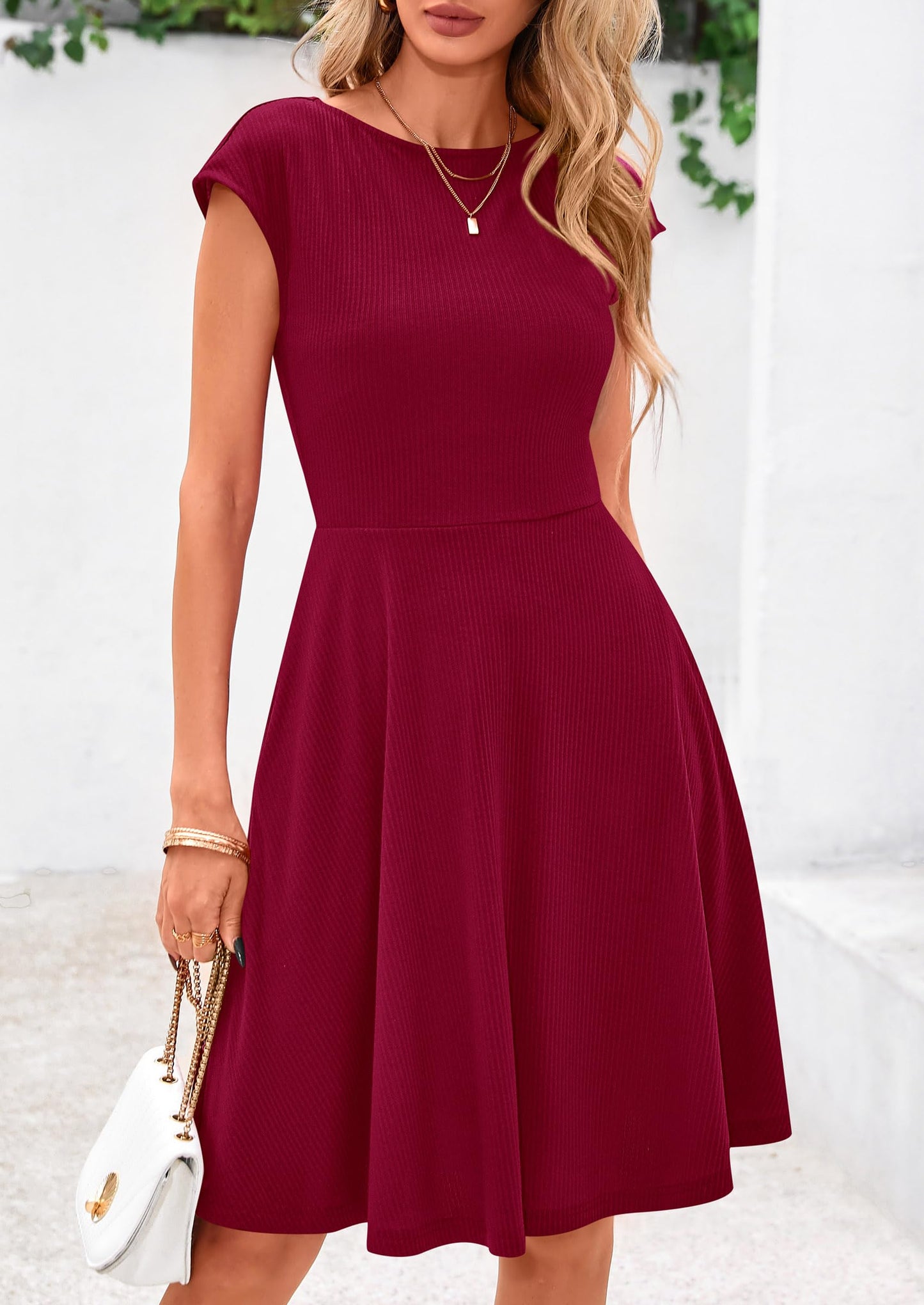 MIRA – SOMMERKLEID MIT RIPPSTRICK & CAP-ÄRMELN