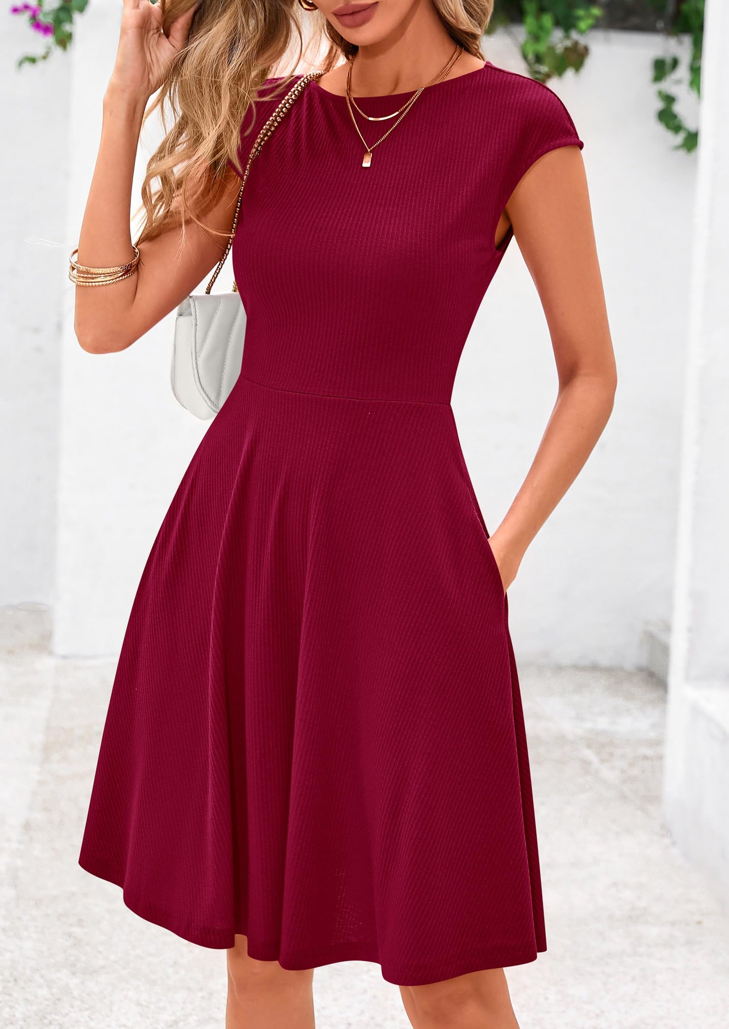 MIRA – SOMMERKLEID MIT RIPPSTRICK & CAP-ÄRMELN