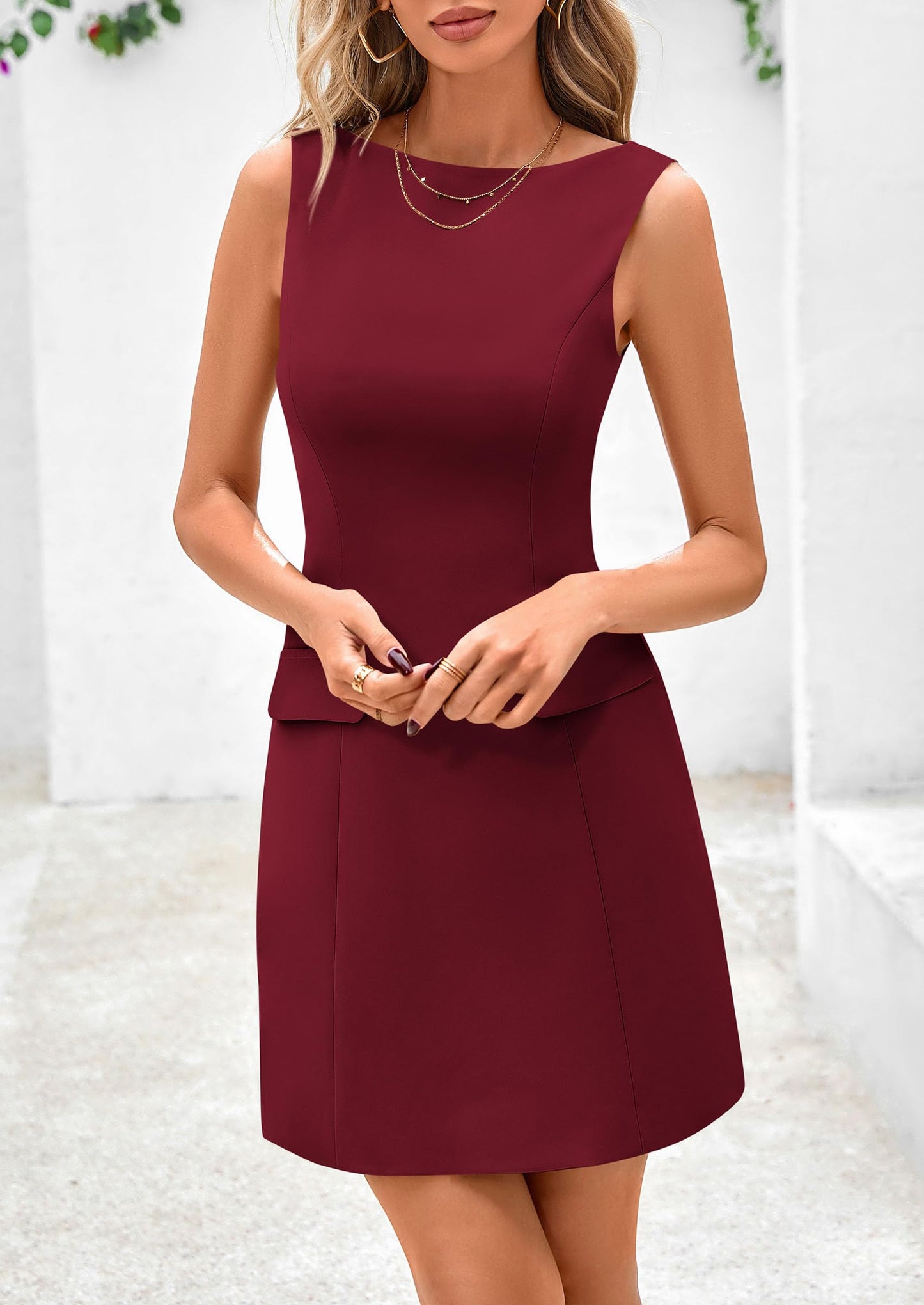 ALINA - BUSINESS-KLEID MIT BOATNECK SCHLICHT & FIGURSCHMEICHELND