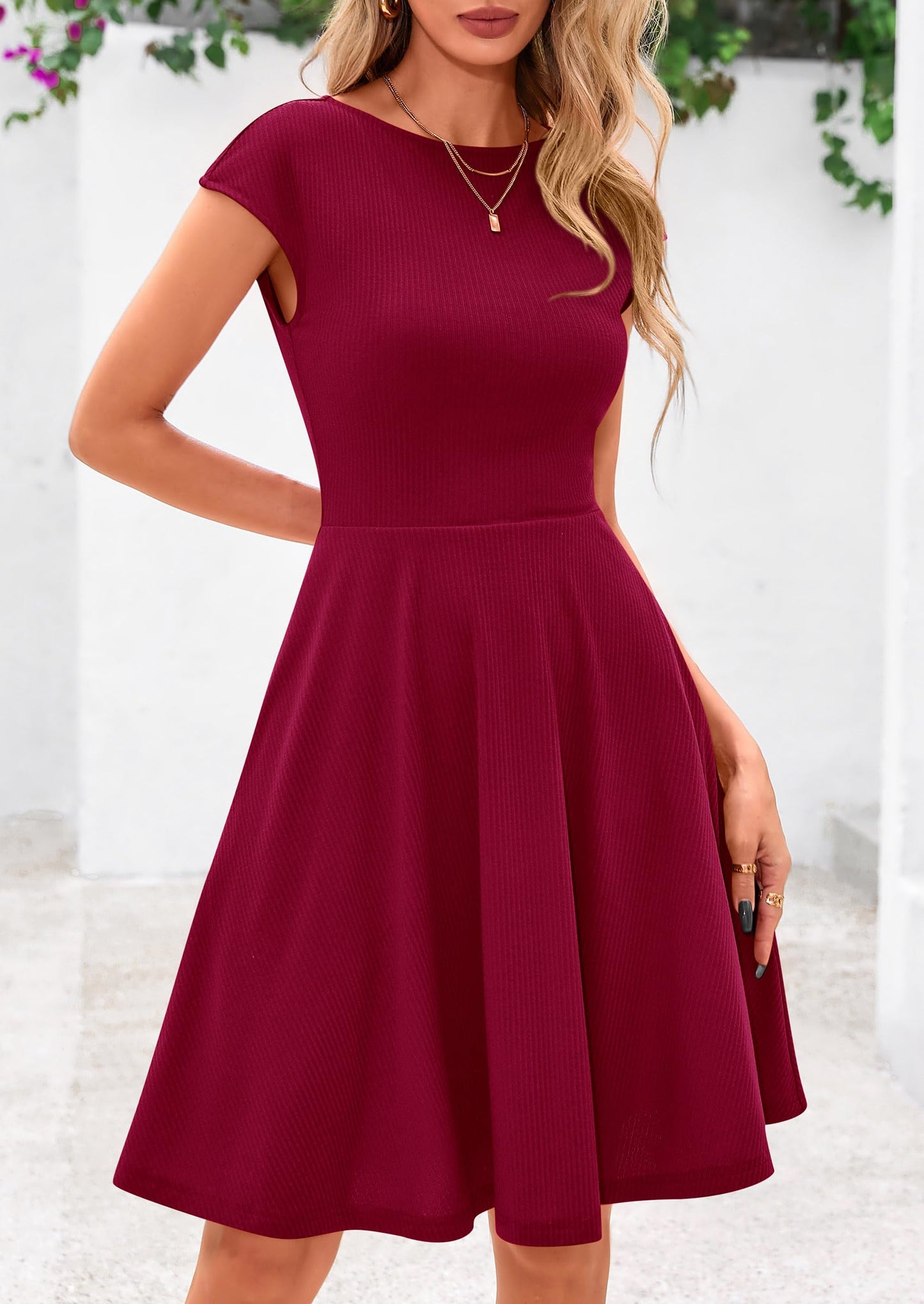 MIRA – SOMMERKLEID MIT RIPPSTRICK & CAP-ÄRMELN
