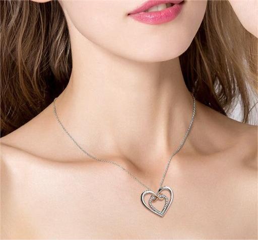 Anhänger Infinity Herz mit Zirkonias mit Rosegold Teil vergoldet aus 925 Silber inkl. Kette im Etui