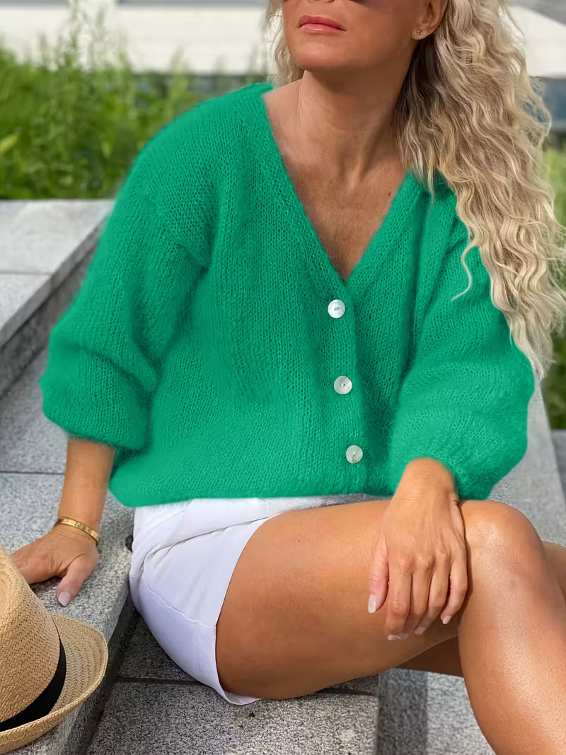 Fabiola | Langärmeliger Strickpullover Mit Knöpfen